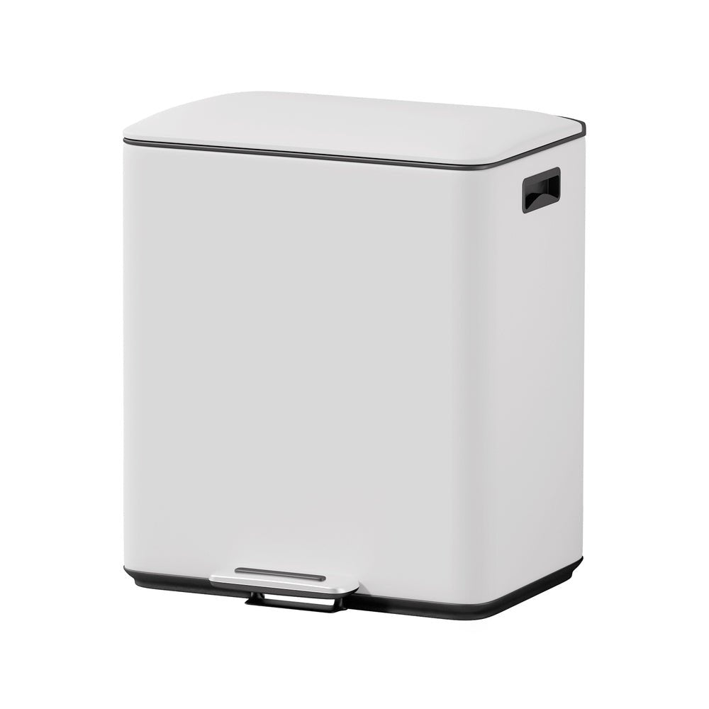 Cefito Pedal Bins Rubbish Bin Dual Compartment Waste Recycle Dustbins 40L White - Home & Garden > Kitchen Bins - Rivercity House & Home Co. (ABN 18 642 972 209) - Affordable Modern Furniture Australia