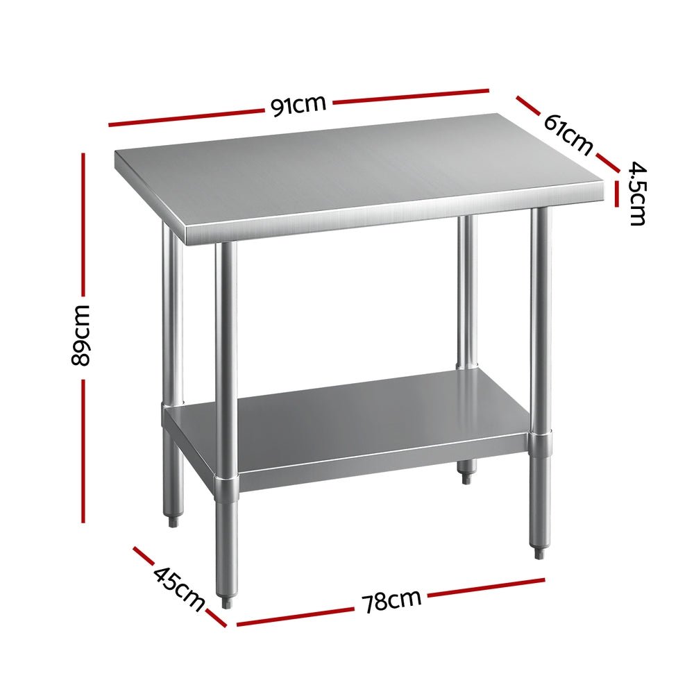 Cefito Stainless Steel Kitchen Benches Work Bench 910x610mm 430 - Furniture > Dining - Rivercity House & Home Co. (ABN 18 642 972 209) - Affordable Modern Furniture Australia