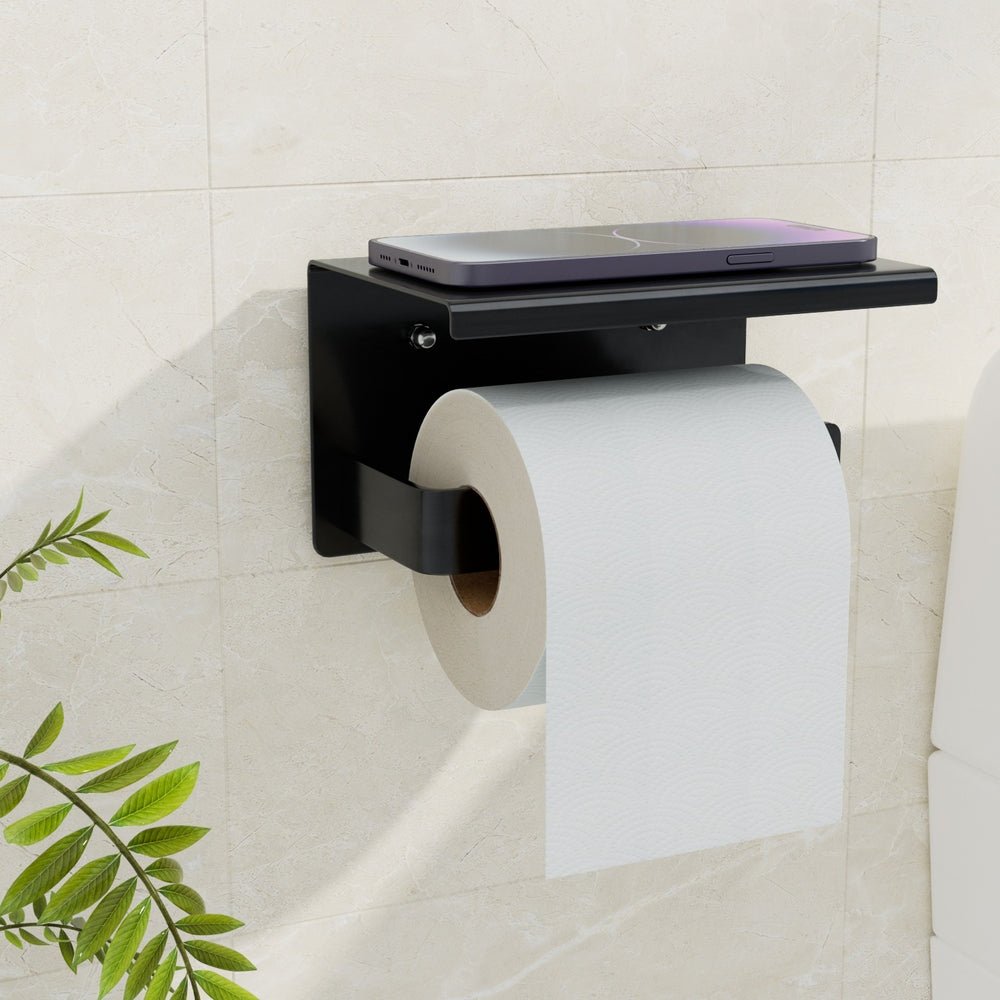 Cefito Toilet Paper Roll Holder w/ Storage Shelf - Home & Garden > Bathroom Accessories - Rivercity House & Home Co. (ABN 18 642 972 209) - Affordable Modern Furniture Australia