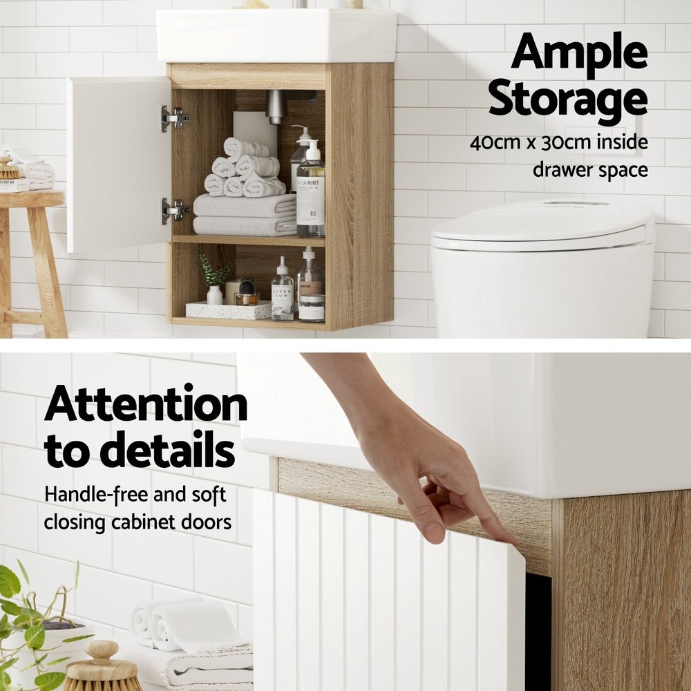 Cefito Vanity Unit 445mm Basin Bathroom Cabinet Storage Wall Hung Sink White - Furniture > Bathroom > Bathroom Cabinets, Cupboards & Storage - Rivercity House & Home Co. (ABN 18 642 972 209) - Affordable Modern Furniture Australia