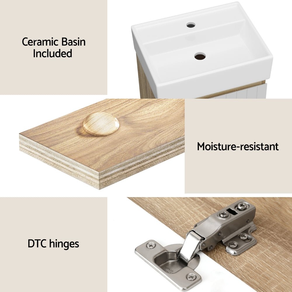 Cefito Vanity Unit 445mm Basin Bathroom Cabinet Storage Wall Hung Sink White - Furniture > Bathroom > Bathroom Cabinets, Cupboards & Storage - Rivercity House & Home Co. (ABN 18 642 972 209) - Affordable Modern Furniture Australia