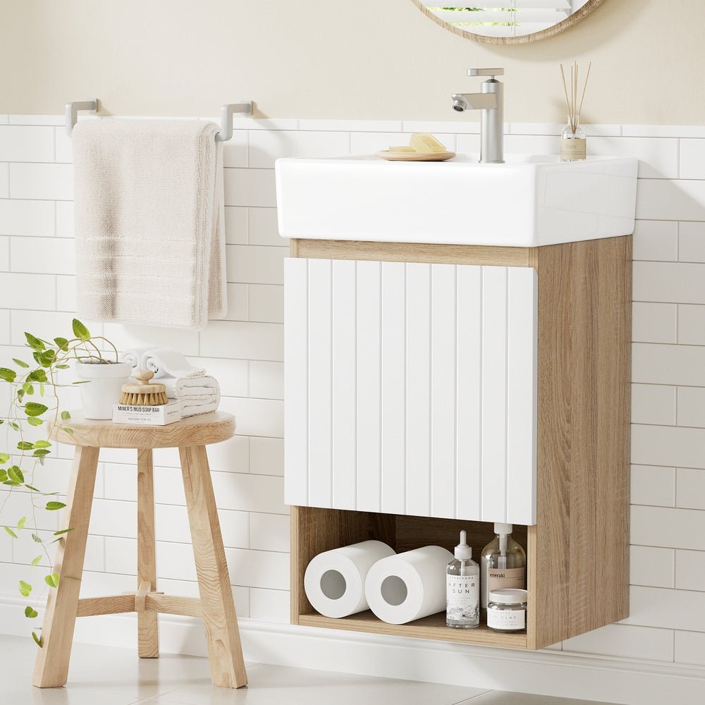 Cefito Vanity Unit 445mm Basin Bathroom Cabinet Storage Wall Hung Sink White - Furniture > Bathroom > Bathroom Cabinets, Cupboards & Storage - Rivercity House & Home Co. (ABN 18 642 972 209) - Affordable Modern Furniture Australia