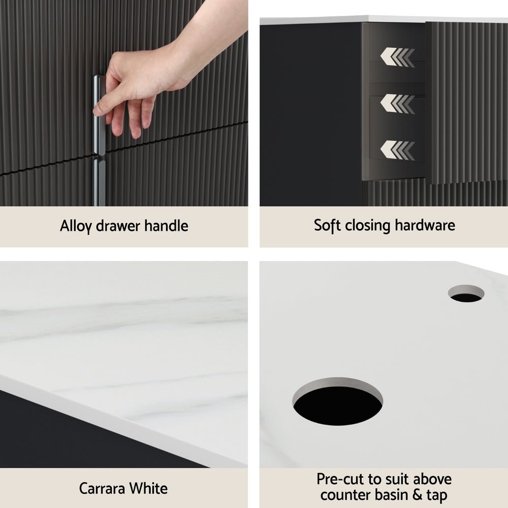 Cefito Vanity Unit 900mm Bathroom Cabinet Storage Wall Hung Black Timber Front - Furniture > Bathroom > Bathroom Cabinets, Cupboards & Storage - Rivercity House & Home Co. (ABN 18 642 972 209) - Affordable Modern Furniture Australia