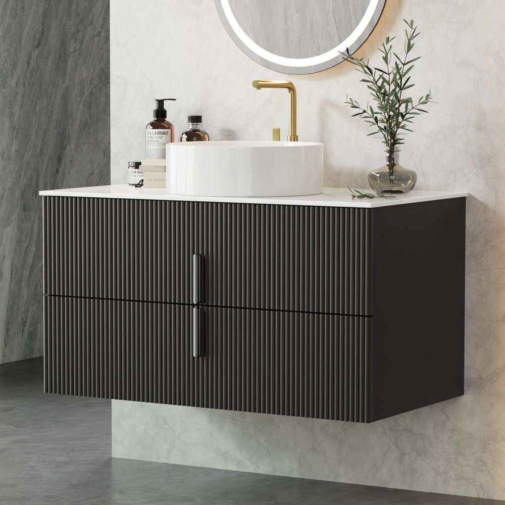 Cefito Vanity Unit 900mm Bathroom Cabinet Storage Wall Hung Black Timber Front - Furniture > Bathroom > Bathroom Cabinets, Cupboards & Storage - Rivercity House & Home Co. (ABN 18 642 972 209) - Affordable Modern Furniture Australia