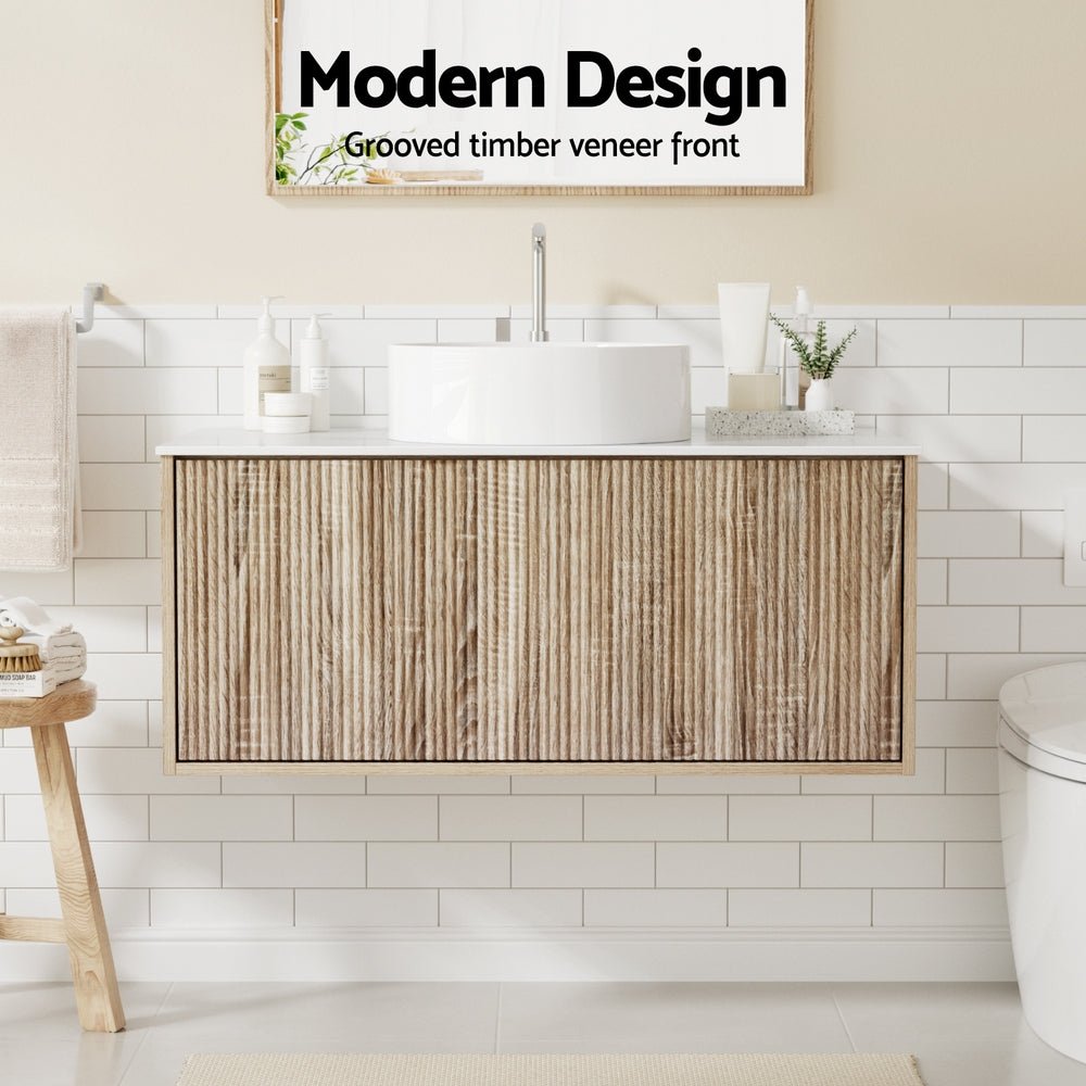 Cefito Vanity Unit 915mm with Basin Oak - Furniture > Bathroom > Vanity Units - Rivercity House & Home Co. (ABN 18 642 972 209) - Affordable Modern Furniture Australia