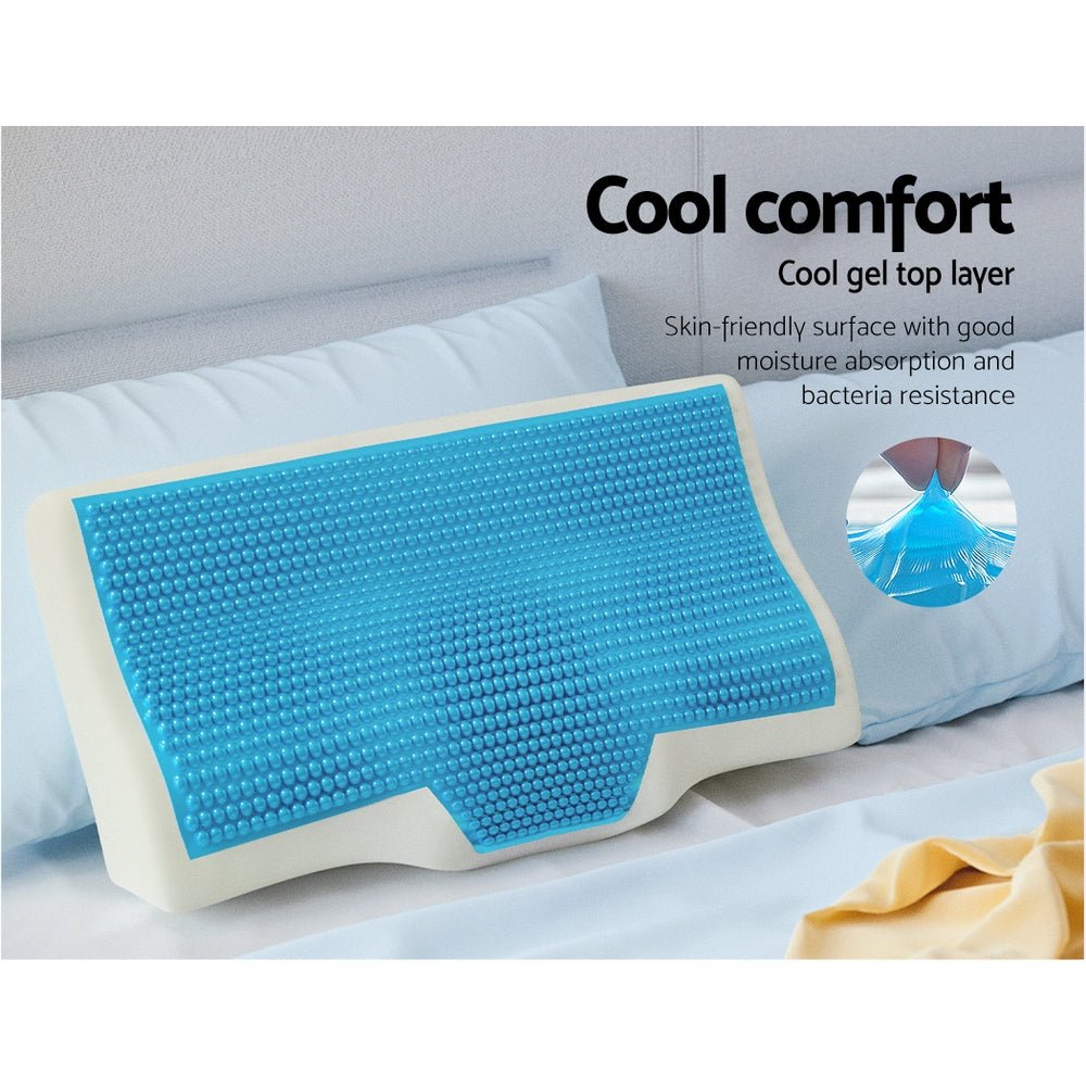 Cervical Memory Foam Contour Pillow with Cool Gel Neck Support - White - Home & Garden > Bedding > Pillows - Rivercity House & Home Co. (ABN 18 642 972 209) - Affordable Modern Furniture Australia