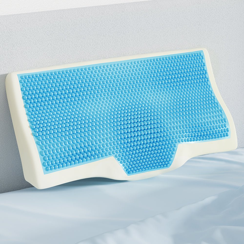 Cervical Memory Foam Contour Pillow with Cool Gel Neck Support - White - Home & Garden > Bedding > Pillows - Rivercity House & Home Co. (ABN 18 642 972 209) - Affordable Modern Furniture Australia