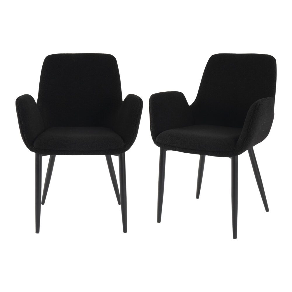Charcoal Embrace Boucle Teddy Sherpa Armchair Set - Black - Furniture > Dining > Kitchen & Dining Chairs - Rivercity House & Home Co. (ABN 18 642 972 209) - Affordable Modern Furniture Australia