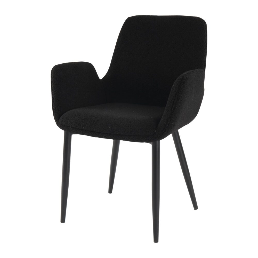 Charcoal Embrace Boucle Teddy Sherpa Armchair Set - Black - Furniture > Dining > Kitchen & Dining Chairs - Rivercity House & Home Co. (ABN 18 642 972 209) - Affordable Modern Furniture Australia