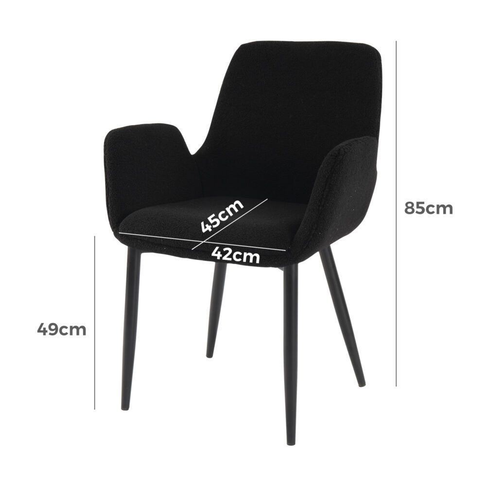 Charcoal Embrace Boucle Teddy Sherpa Armchair Set - Black - Furniture > Dining > Kitchen & Dining Chairs - Rivercity House & Home Co. (ABN 18 642 972 209) - Affordable Modern Furniture Australia