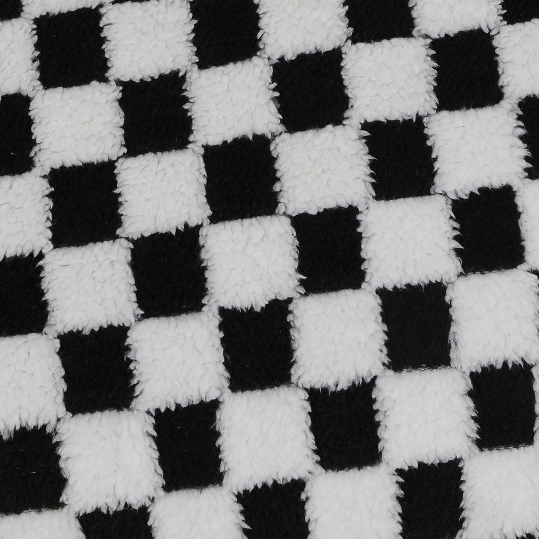 Checkered Plush Calming Dog Bed with Washable Cover - Black & White - Rivercity House & Home Co. (ABN 18 642 972 209) - Affordable Modern Furniture Australia