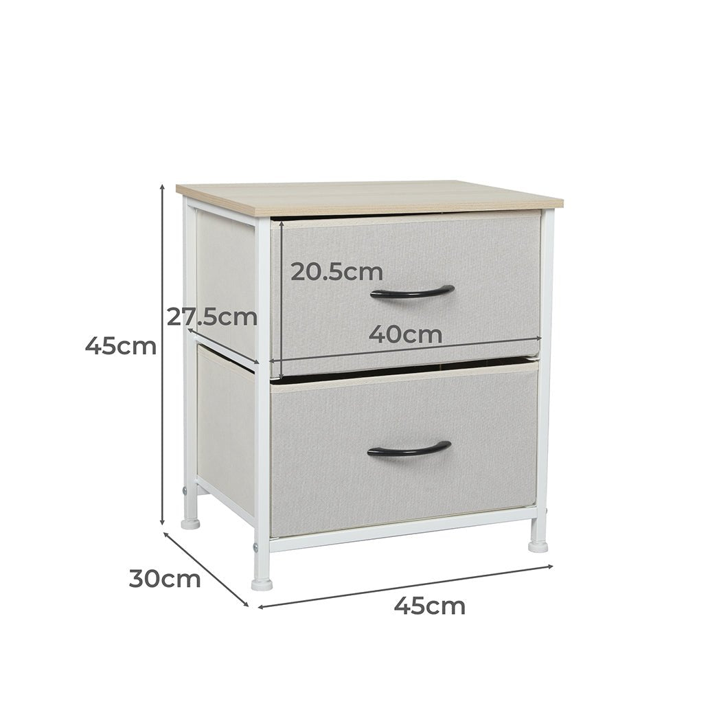 Chest of 2 Drawers Bedside Table Beige - Rivercity House & Home Co. (ABN 18 642 972 209) - Affordable Modern Furniture Australia