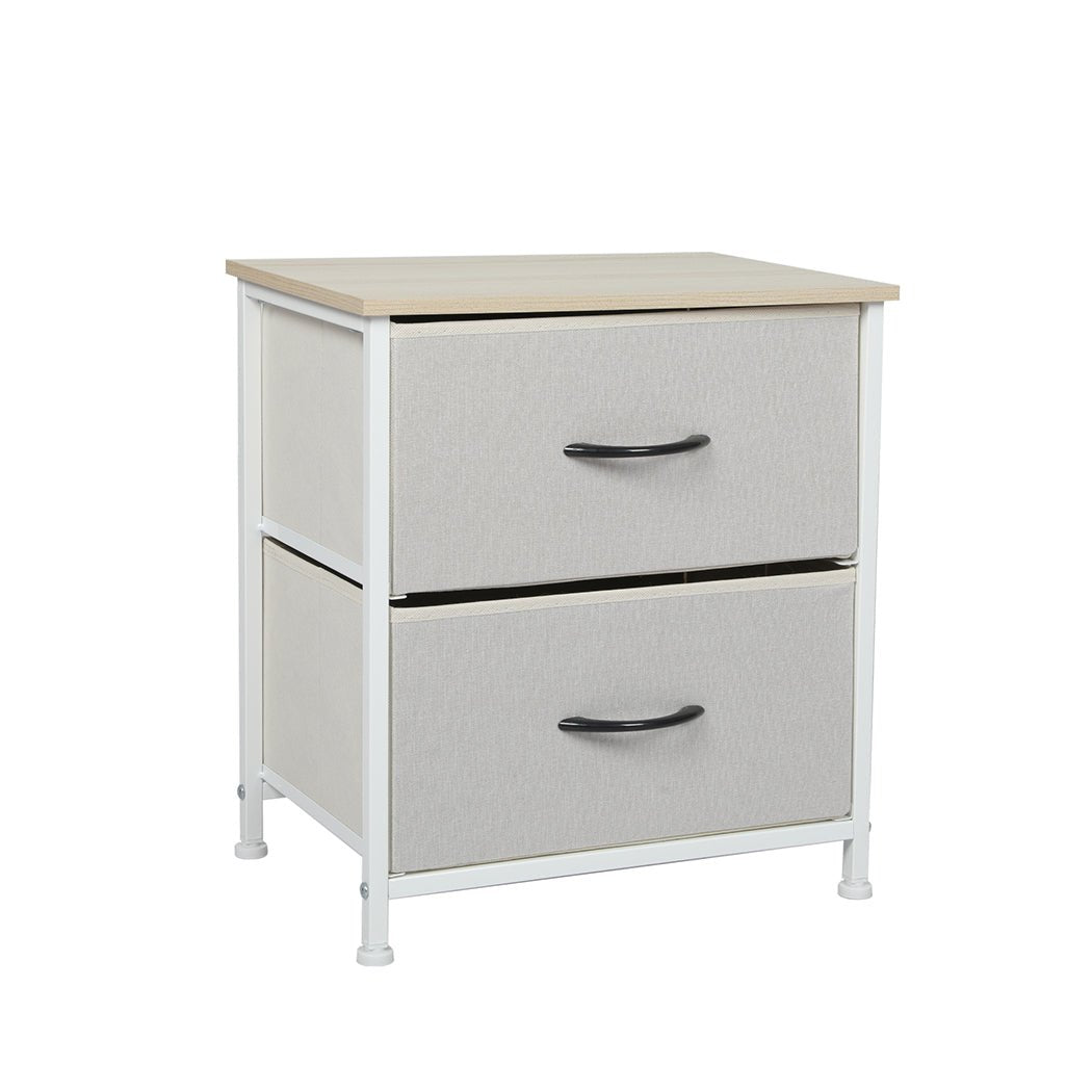 Chest of 2 Drawers Bedside Table Beige - Rivercity House & Home Co. (ABN 18 642 972 209) - Affordable Modern Furniture Australia