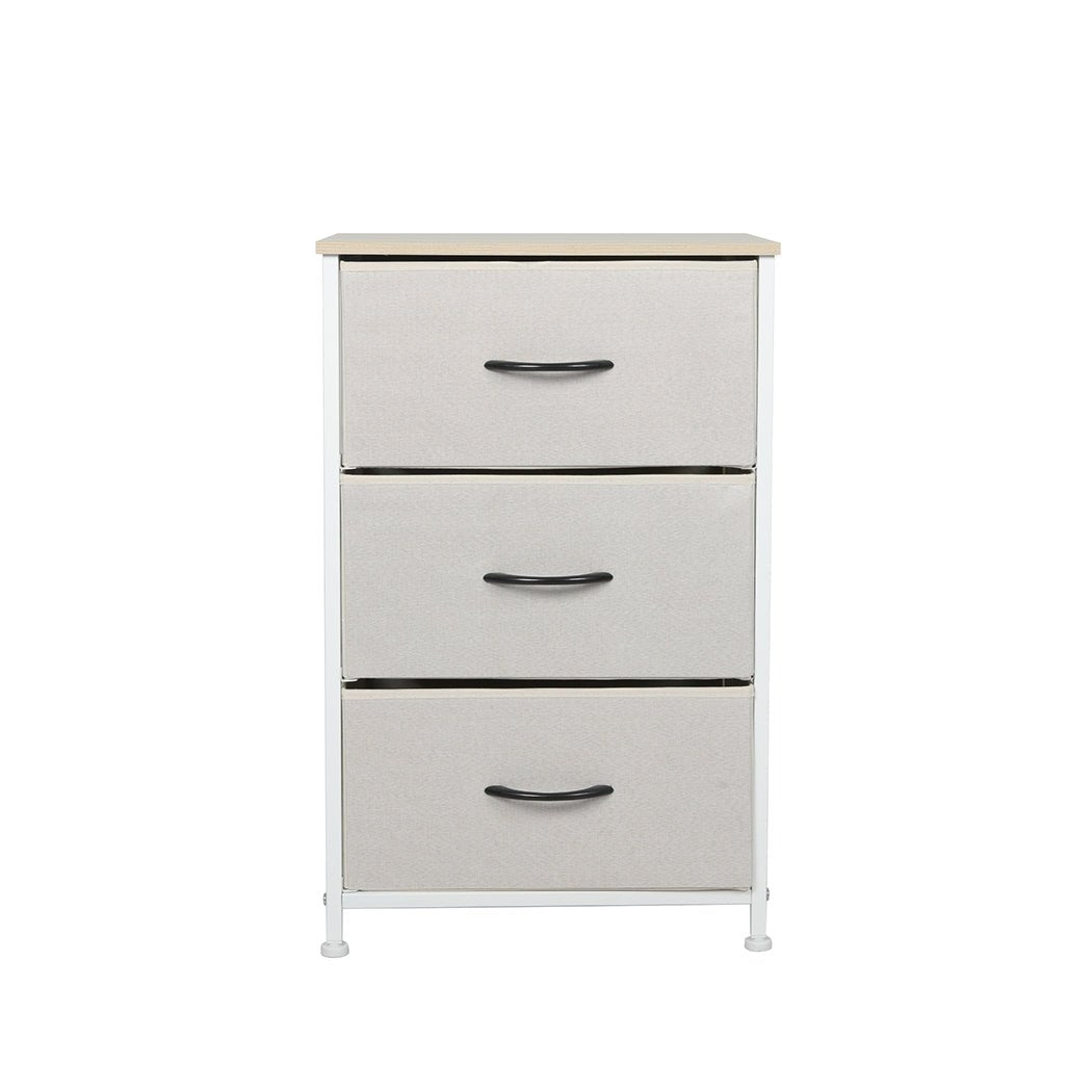 Chest of 3 Drawers Bedside Table Beige - Rivercity House & Home Co. (ABN 18 642 972 209) - Affordable Modern Furniture Australia