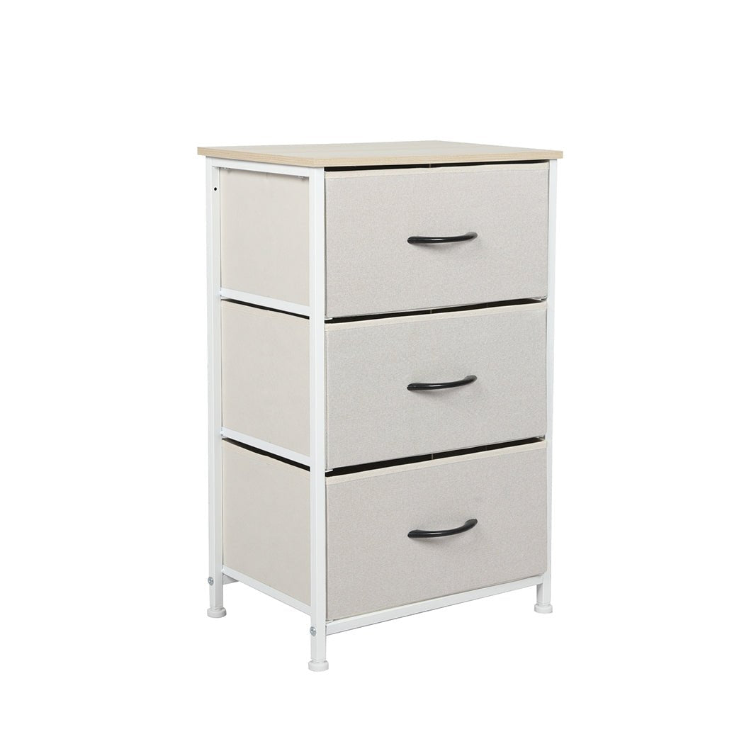 Chest of 3 Drawers Bedside Table Beige - Rivercity House & Home Co. (ABN 18 642 972 209) - Affordable Modern Furniture Australia
