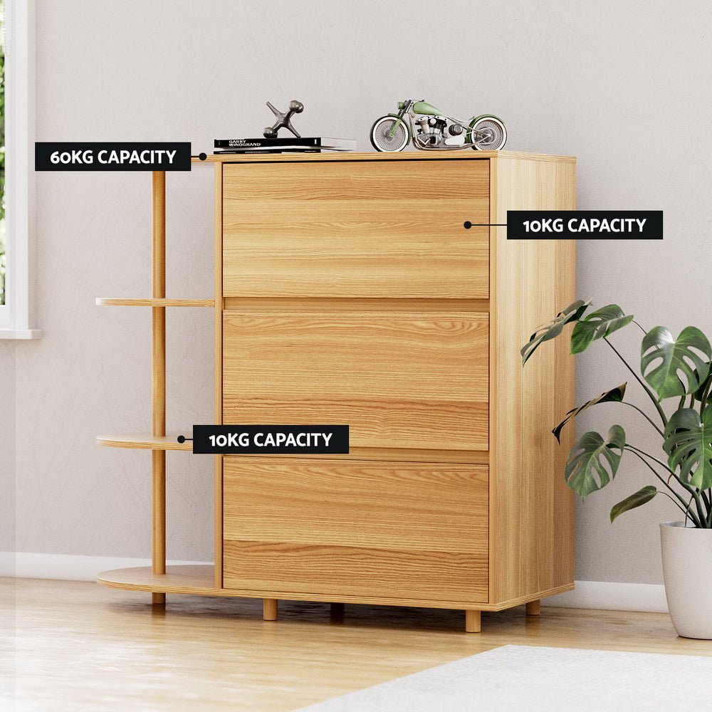 Chest of 3 Drawers Storage Cabinet 3 Shelves Pine - Furniture > Bedroom > Dressers - Rivercity House & Home Co. (ABN 18 642 972 209) - Affordable Modern Furniture Australia