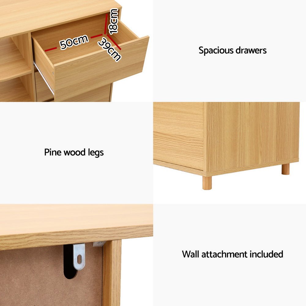 Chest of 3 Drawers Storage Cabinet 3 Shelves Pine - Furniture > Bedroom > Dressers - Rivercity House & Home Co. (ABN 18 642 972 209) - Affordable Modern Furniture Australia