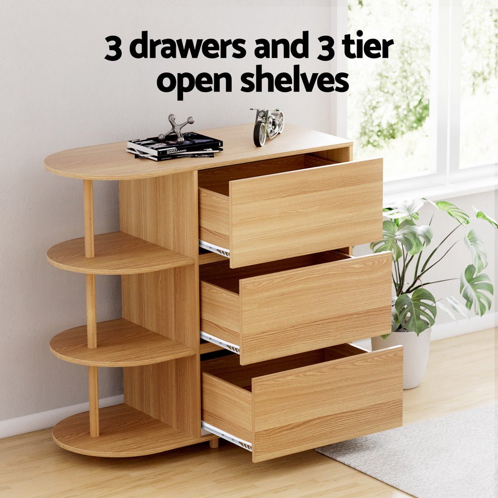 Chest of 3 Drawers Storage Cabinet 3 Shelves Pine - Furniture > Bedroom > Dressers - Rivercity House & Home Co. (ABN 18 642 972 209) - Affordable Modern Furniture Australia