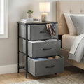 Chest of 3 Drawers Storage Dresser with Metal Frame and MDF Top - Grey