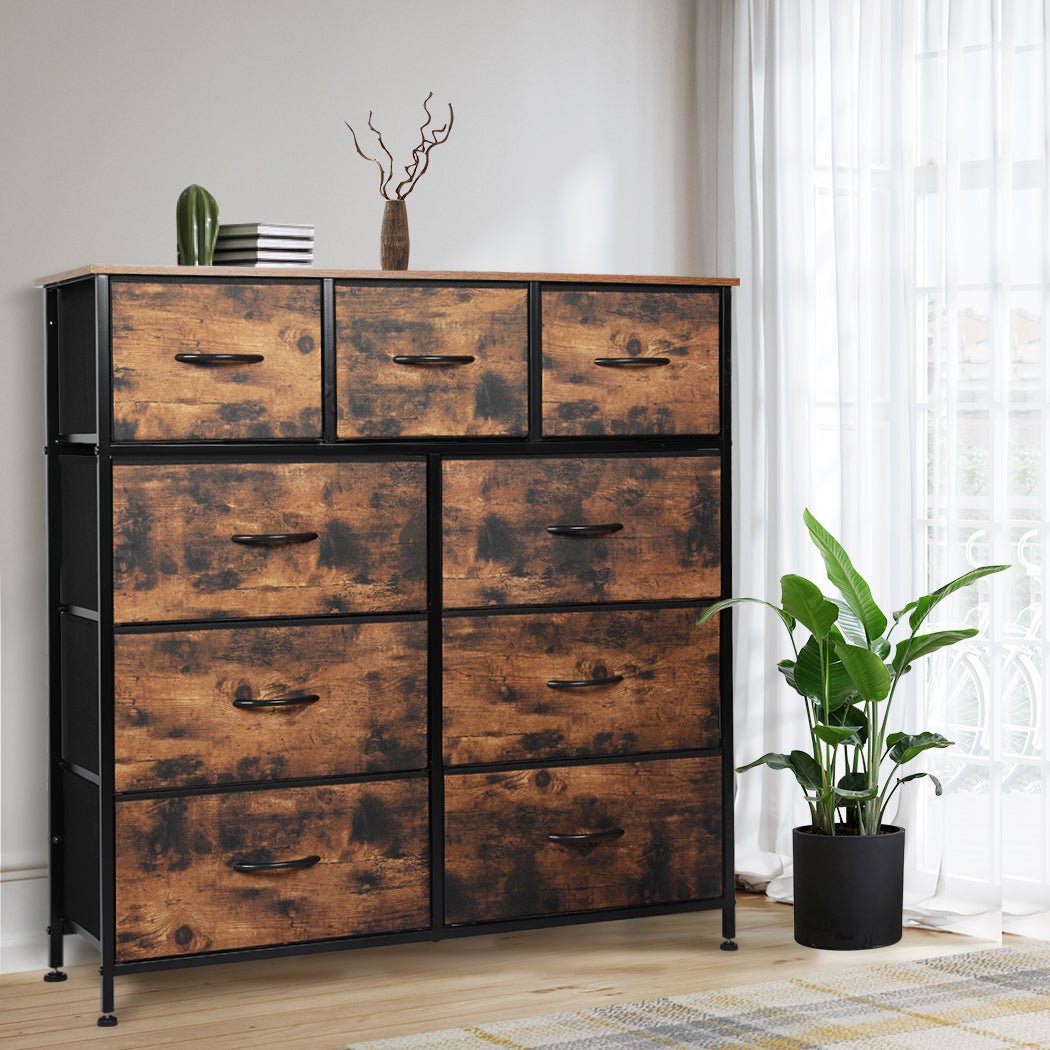 Chest of Drawers Storage Cabinet Tower with Removable Drawers - Brown - Rivercity House & Home Co. (ABN 18 642 972 209) - Affordable Modern Furniture Australia