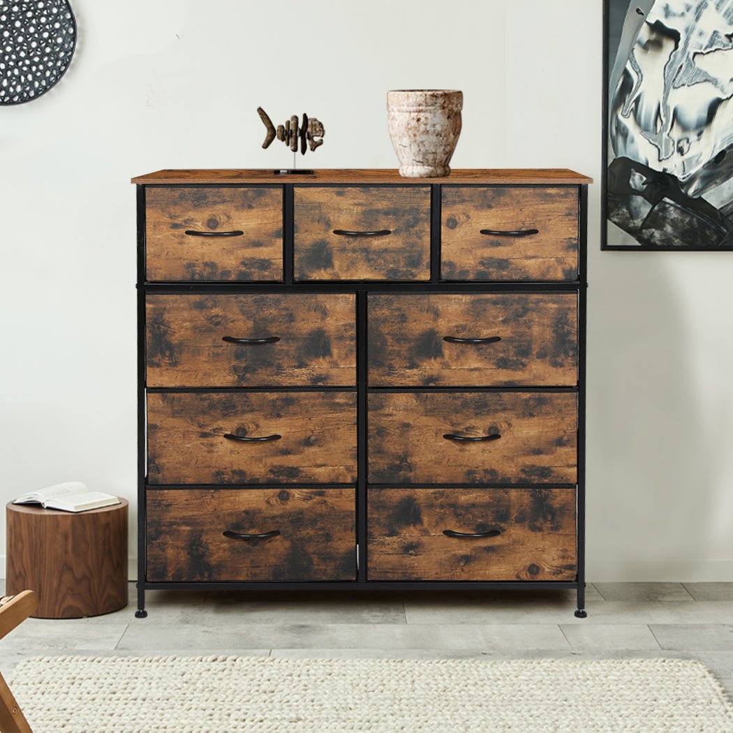 Chest of Drawers Storage Cabinet Tower with Removable Drawers - Brown - Rivercity House & Home Co. (ABN 18 642 972 209) - Affordable Modern Furniture Australia