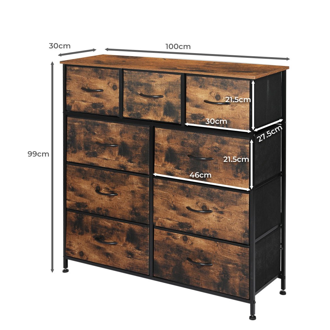 Chest of Drawers Storage Cabinet Tower with Removable Drawers - Brown - Rivercity House & Home Co. (ABN 18 642 972 209) - Affordable Modern Furniture Australia