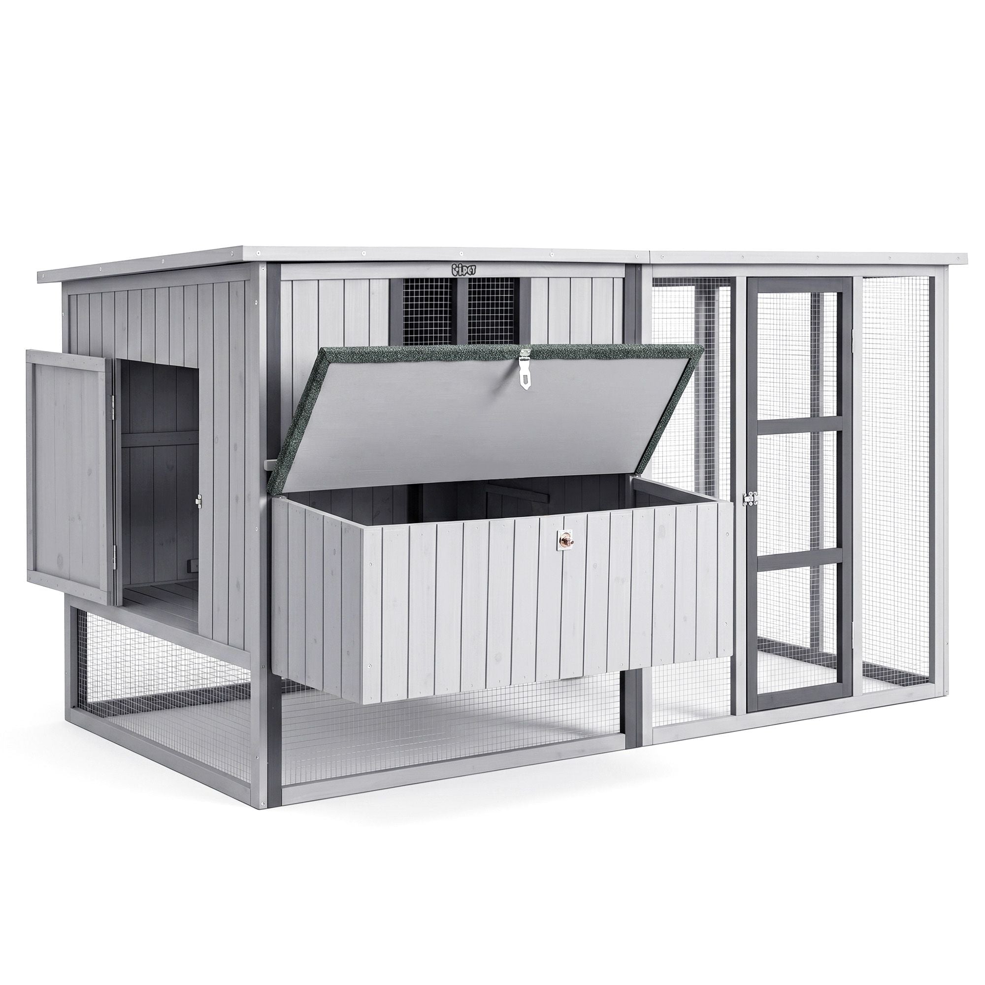 Chicken Coop 219cm Outdoor Rabbit Hutch Poultry Cage Enclosure - Light Grey - Pet Care > Coops & Hutches > Small Animal Habitats & Cages - Rivercity House & Home Co. (ABN 18 642 972 209) - Affordable Modern Furniture Australia