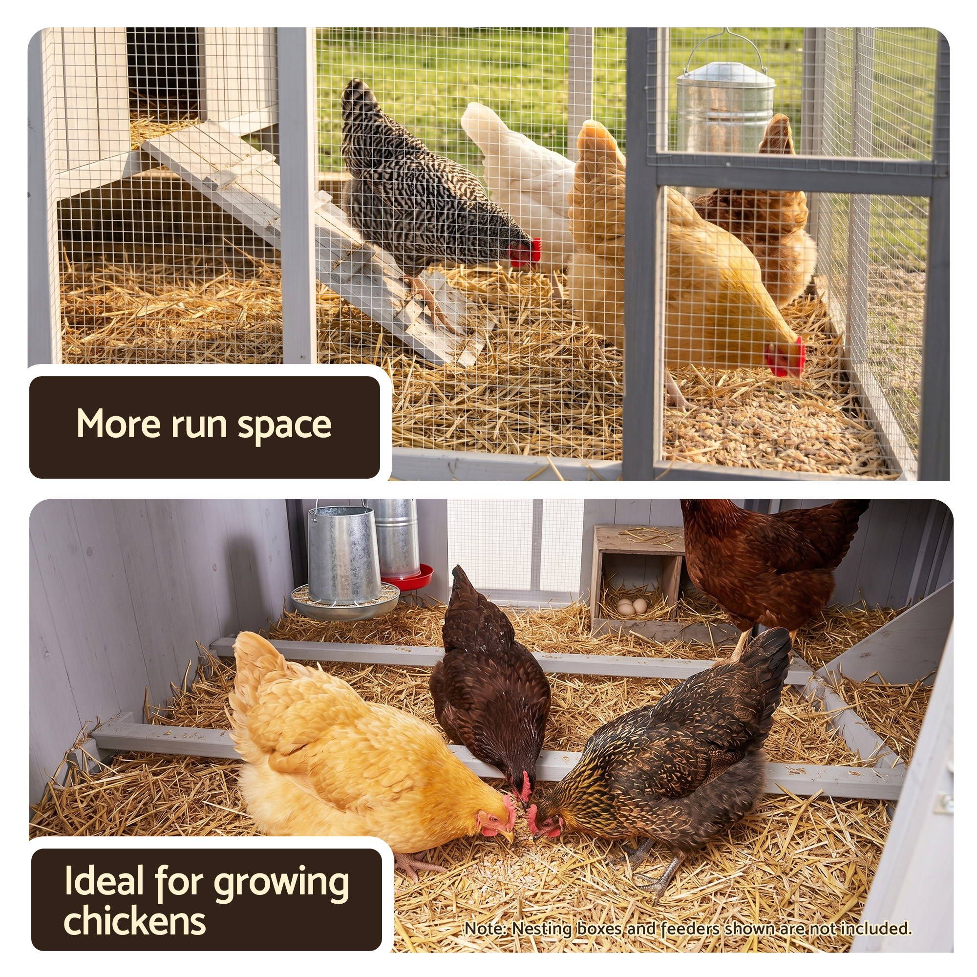 Chicken Coop 219cm Outdoor Rabbit Hutch Poultry Cage Enclosure - Light Grey - Pet Care > Coops & Hutches > Small Animal Habitats & Cages - Rivercity House & Home Co. (ABN 18 642 972 209) - Affordable Modern Furniture Australia