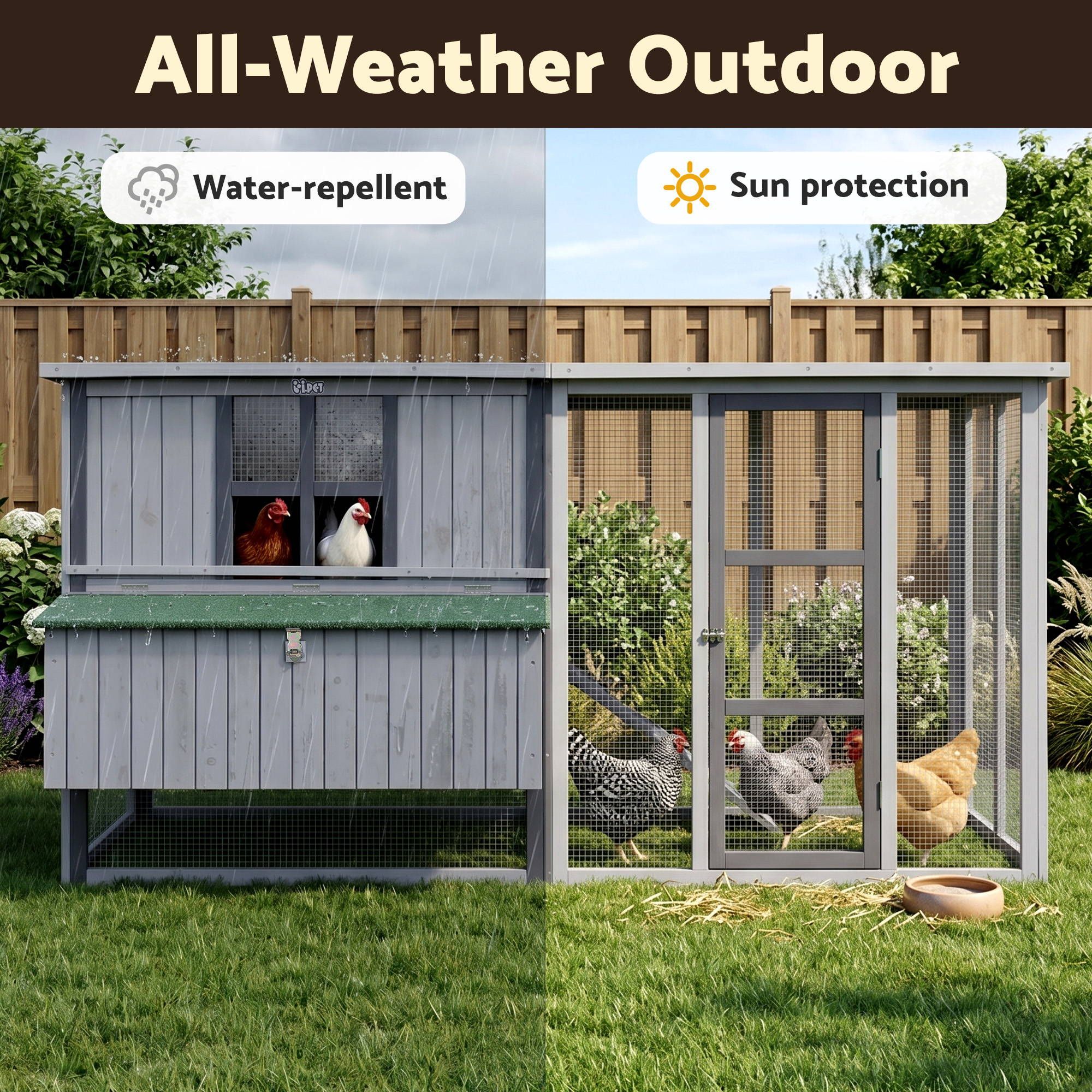 Chicken Coop 219cm Outdoor Rabbit Hutch Poultry Cage Enclosure - Light Grey - Pet Care > Coops & Hutches > Small Animal Habitats & Cages - Rivercity House & Home Co. (ABN 18 642 972 209) - Affordable Modern Furniture Australia
