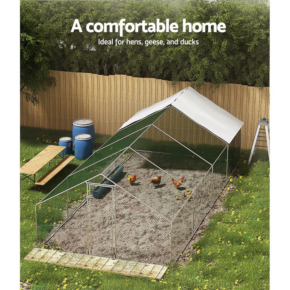 Chicken Coop Cage 3x8x2m Galvanised Steel - Pet Care > Coops & Hutches > Coop & Hutch Accessories - Rivercity House & Home Co. (ABN 18 642 972 209) - Affordable Modern Furniture Australia