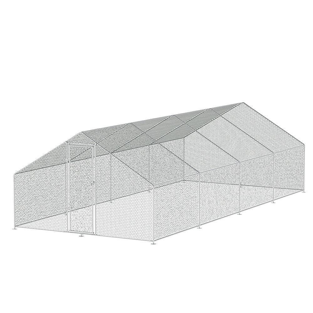 Chicken Coop Cage 3x8x2m Galvanised Steel - Pet Care > Coops & Hutches > Coop & Hutch Accessories - Rivercity House & Home Co. (ABN 18 642 972 209) - Affordable Modern Furniture Australia