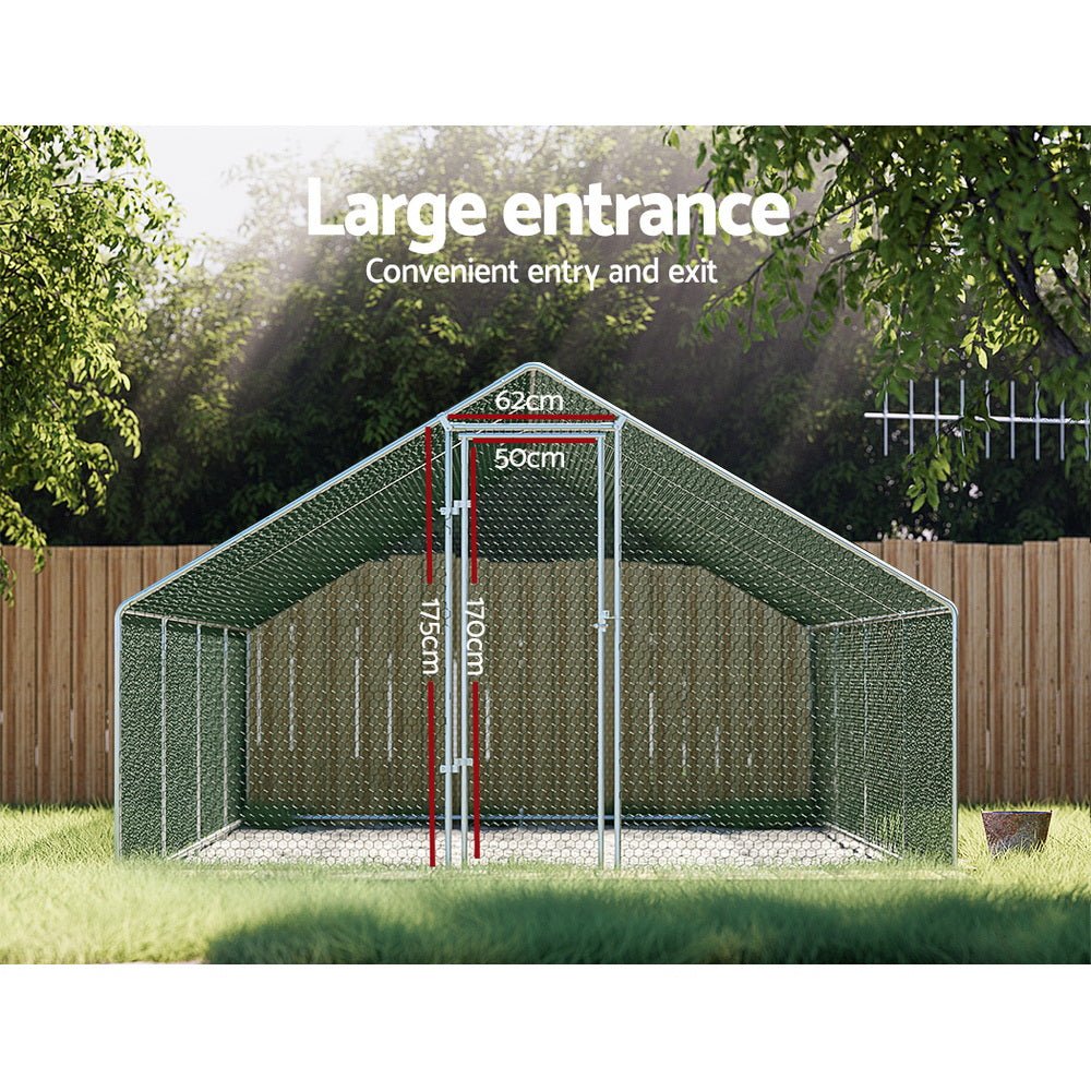 Chicken Coop Cage 3x8x2m Galvanised Steel - Pet Care > Coops & Hutches > Coop & Hutch Accessories - Rivercity House & Home Co. (ABN 18 642 972 209) - Affordable Modern Furniture Australia