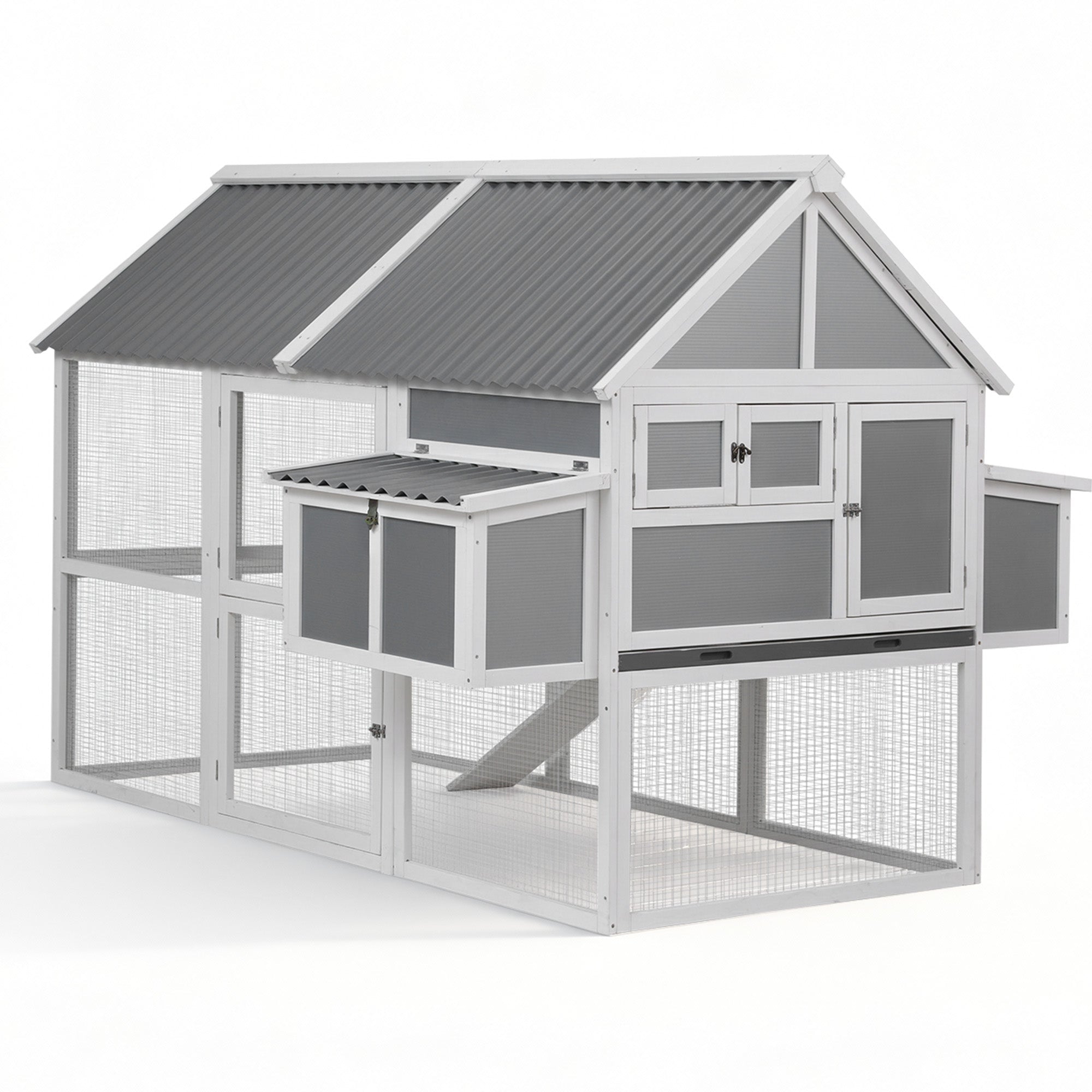 Chicken Coop Large Outdoor Rabbit Hutch Chook House Hatch Box With Run Grey White - Pet Care > Coops & Hutches > Coop & Hutch Accessories - Rivercity House & Home Co. (ABN 18 642 972 209) - Affordable Modern Furniture Australia