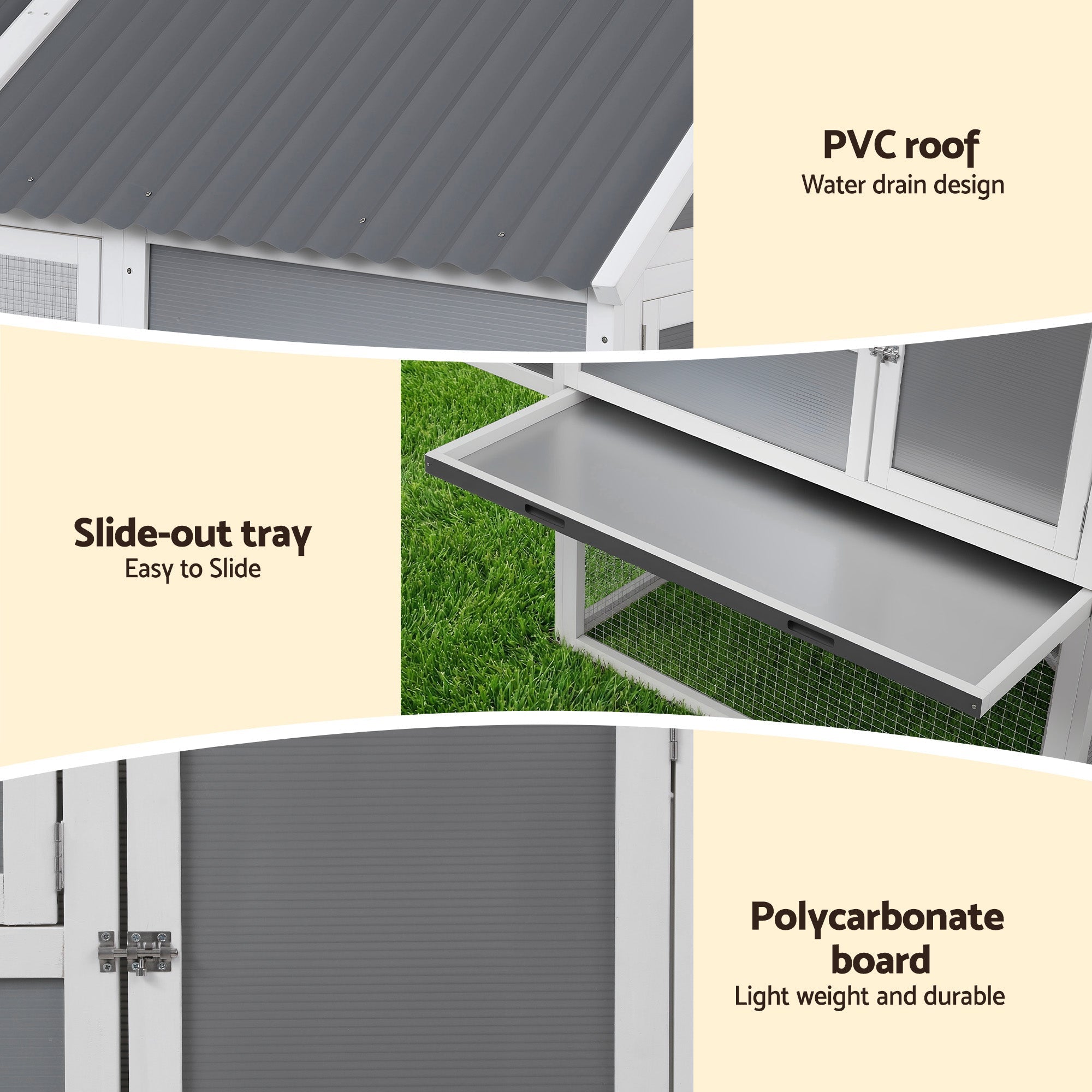 Chicken Coop Large Outdoor Rabbit Hutch Chook House Hatch Box With Run Grey White - Pet Care > Coops & Hutches > Coop & Hutch Accessories - Rivercity House & Home Co. (ABN 18 642 972 209) - Affordable Modern Furniture Australia