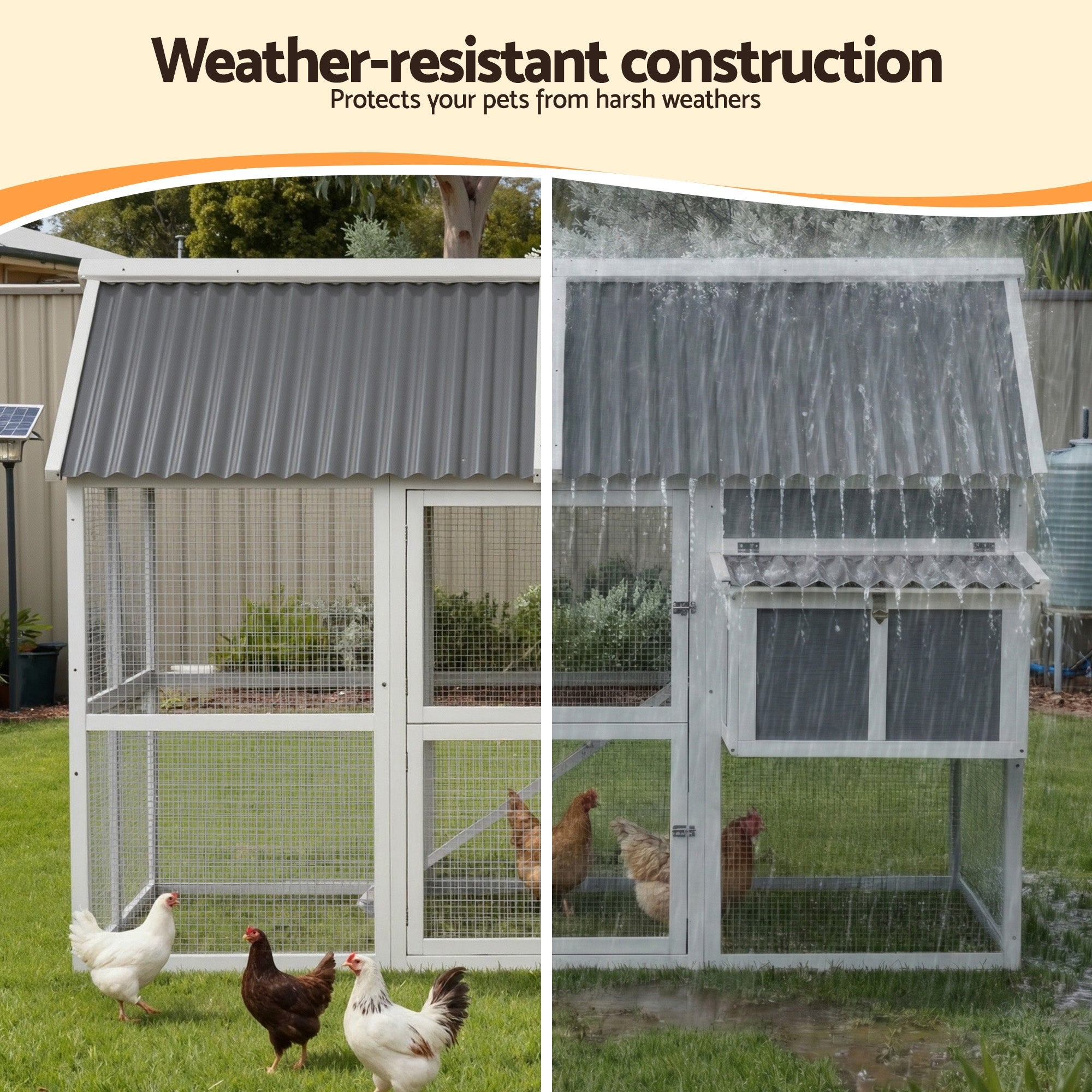 Chicken Coop Large Outdoor Rabbit Hutch Chook House Hatch Box With Run Grey White - Pet Care > Coops & Hutches > Coop & Hutch Accessories - Rivercity House & Home Co. (ABN 18 642 972 209) - Affordable Modern Furniture Australia