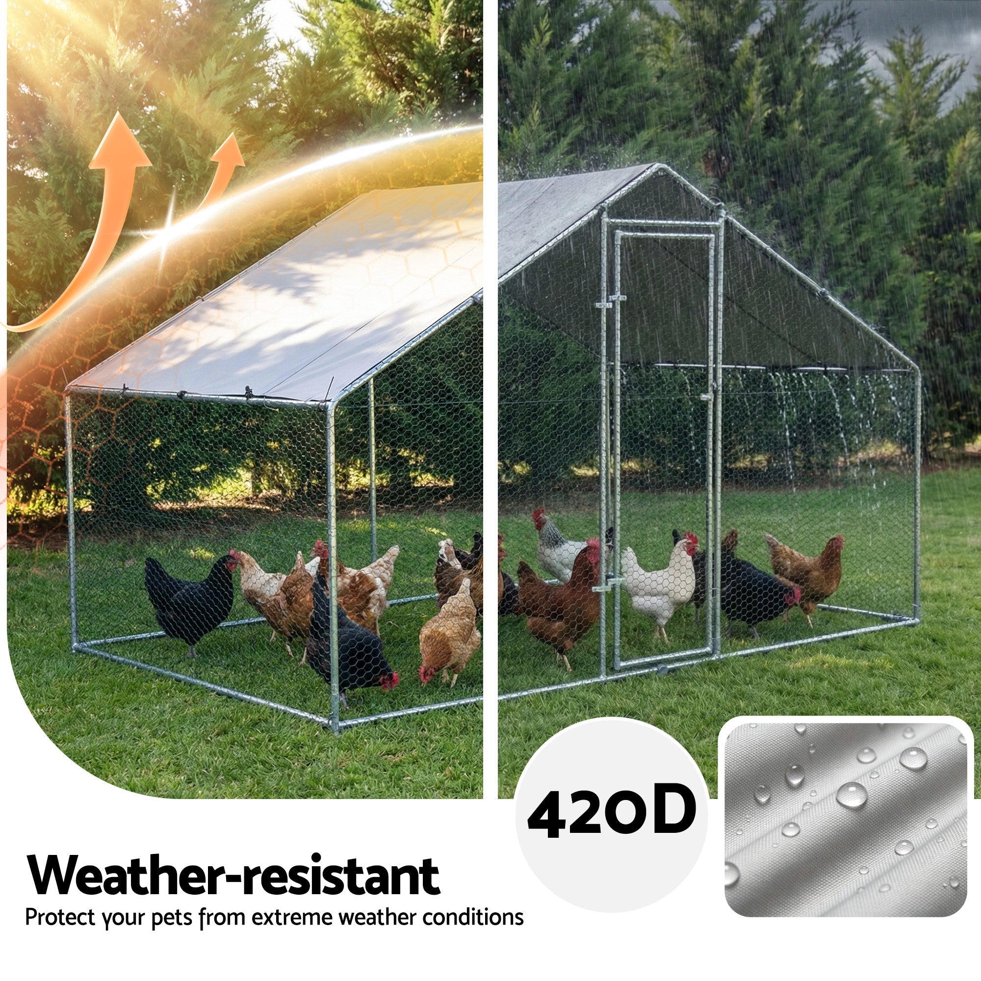Chicken Coop Rabbit Hutch Outdoor Run Walk in Hen Cage Ferret House 3x2x2m - Pet Care > Coops & Hutches > Small Animal Habitats & Cages - Rivercity House & Home Co. (ABN 18 642 972 209) - Affordable Modern Furniture Australia