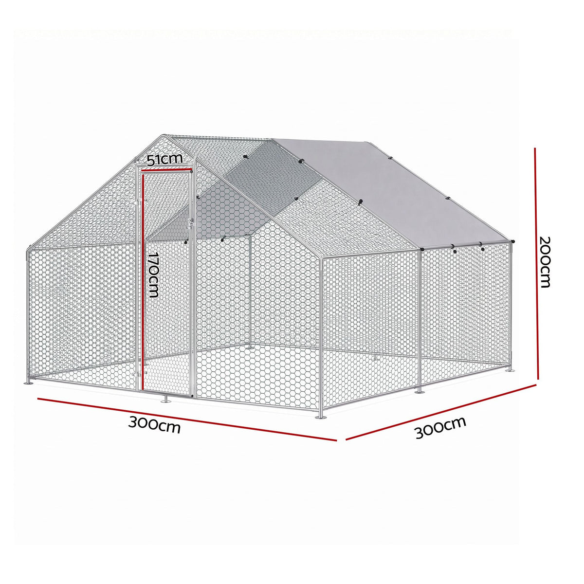 Chicken Coop Rabbit Hutch Outdoor Walk-in Run 3x3x2m with Weather-Resistant Cover - Pet Care > Coops & Hutches > Small Animal Habitats & Cages - Rivercity House & Home Co. (ABN 18 642 972 209) - Affordable Modern Furniture Australia
