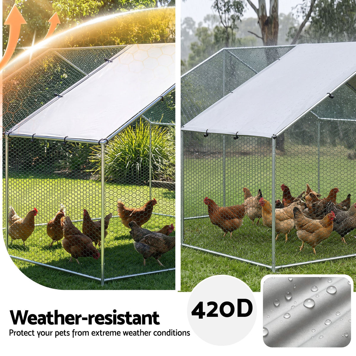 Chicken Coop Rabbit Hutch Outdoor Walk-in Run 3x3x2m with Weather-Resistant Cover - Pet Care > Coops & Hutches > Small Animal Habitats & Cages - Rivercity House & Home Co. (ABN 18 642 972 209) - Affordable Modern Furniture Australia