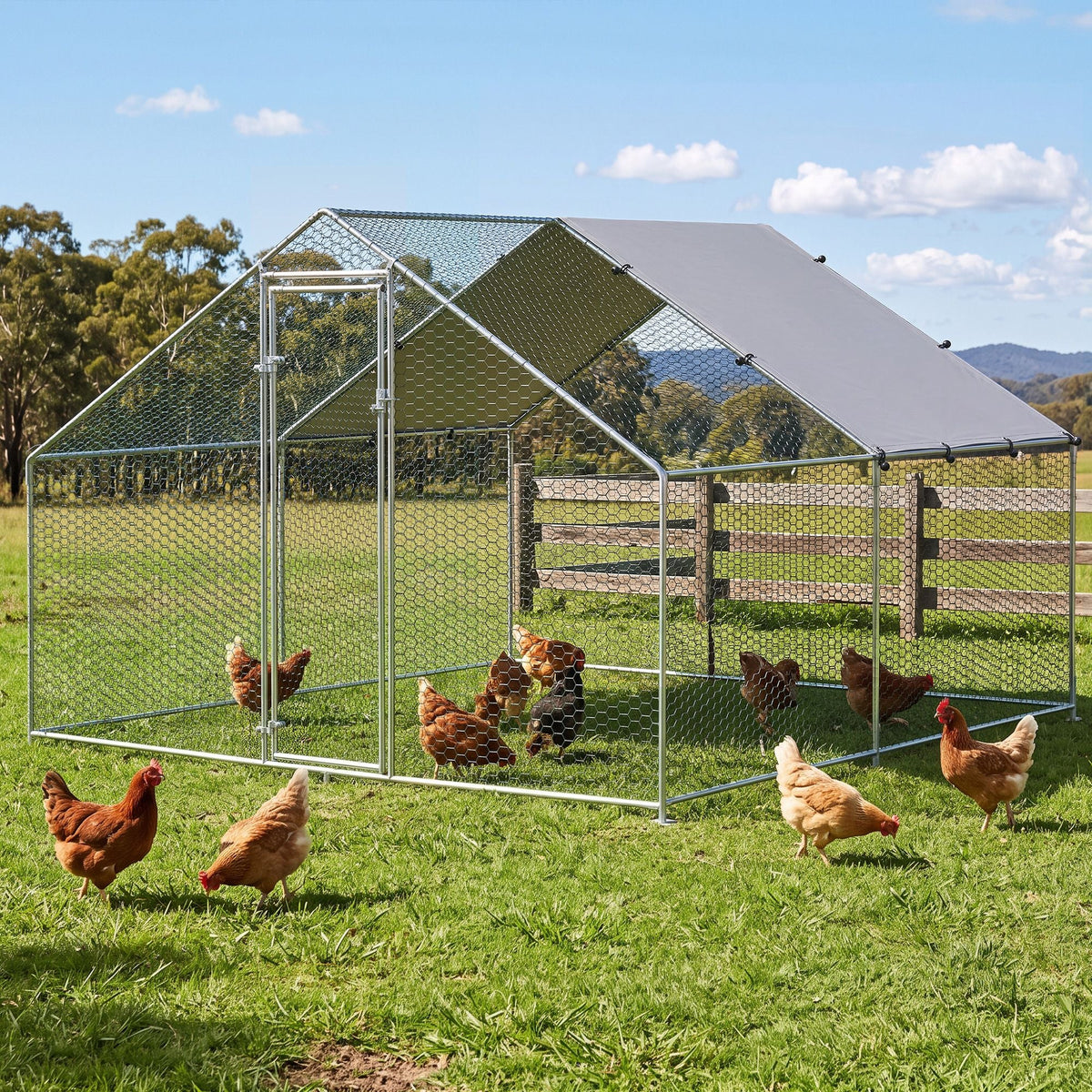 Chicken Coop Rabbit Hutch Outdoor Walk-in Run 3x3x2m with Weather-Resistant Cover - Pet Care > Coops & Hutches > Small Animal Habitats & Cages - Rivercity House & Home Co. (ABN 18 642 972 209) - Affordable Modern Furniture Australia