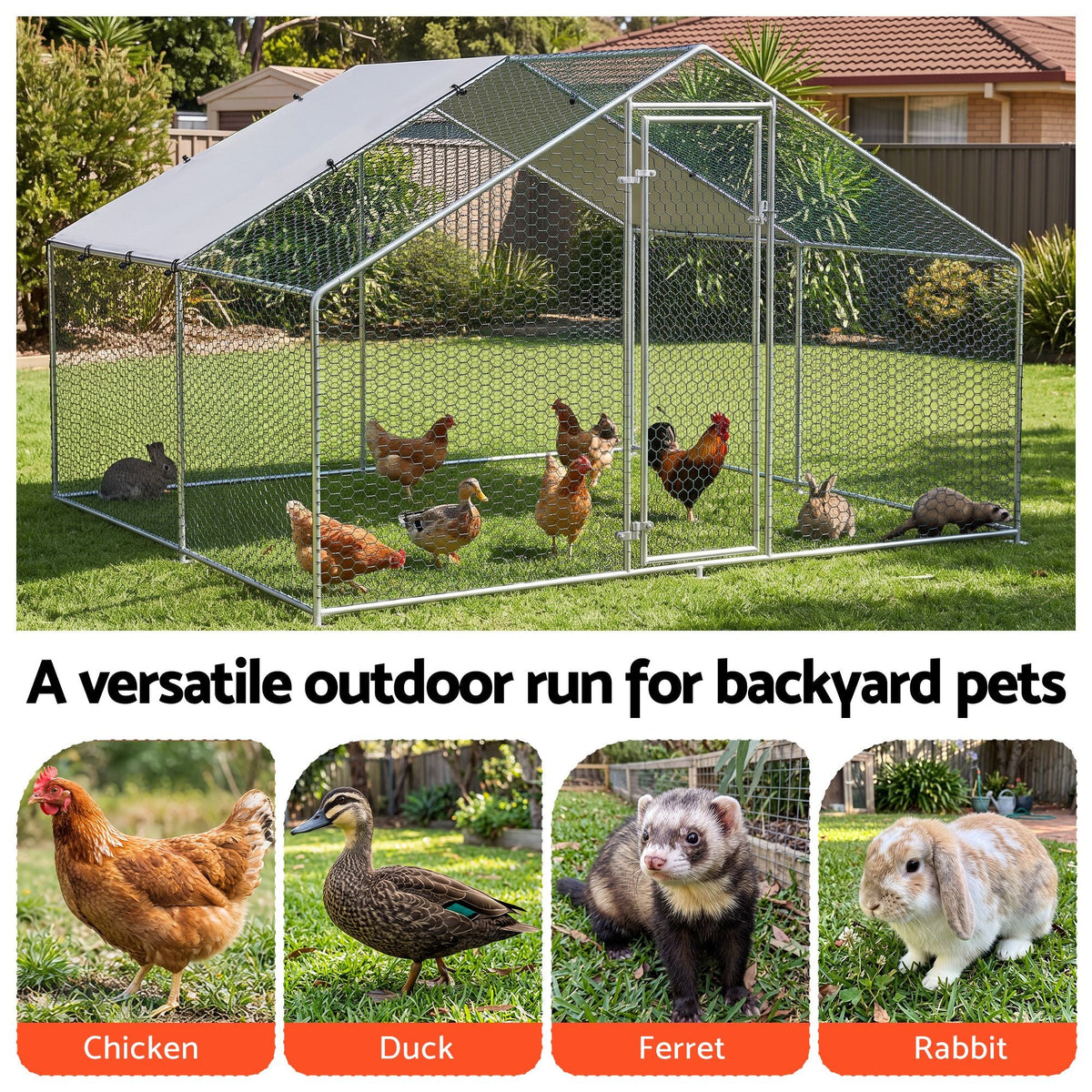 Chicken Coop Rabbit Hutch Outdoor Walk-in Run 3x3x2m with Weather-Resistant Cover - Pet Care > Coops & Hutches > Small Animal Habitats & Cages - Rivercity House & Home Co. (ABN 18 642 972 209) - Affordable Modern Furniture Australia