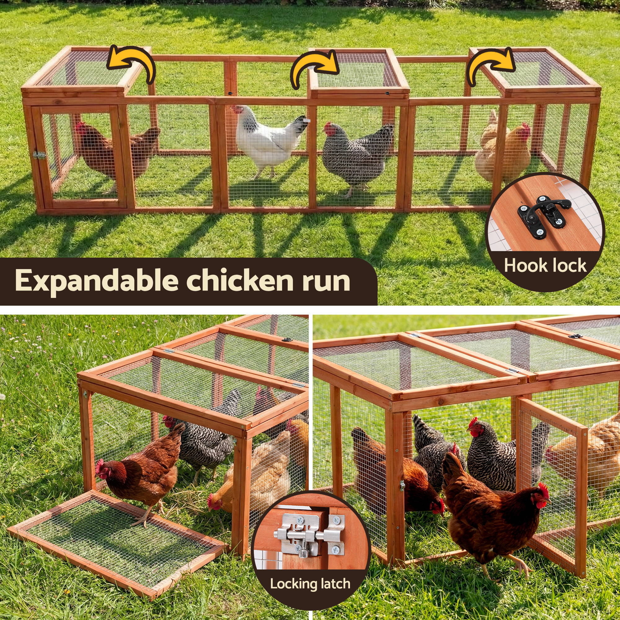 Chicken Coop Wooden Pet Run Rabbit Hutch Large Outdoor Cage with Play Area Brown - Pet Care > Coops & Hutches > Coop & Hutch Accessories - Rivercity House & Home Co. (ABN 18 642 972 209) - Affordable Modern Furniture Australia