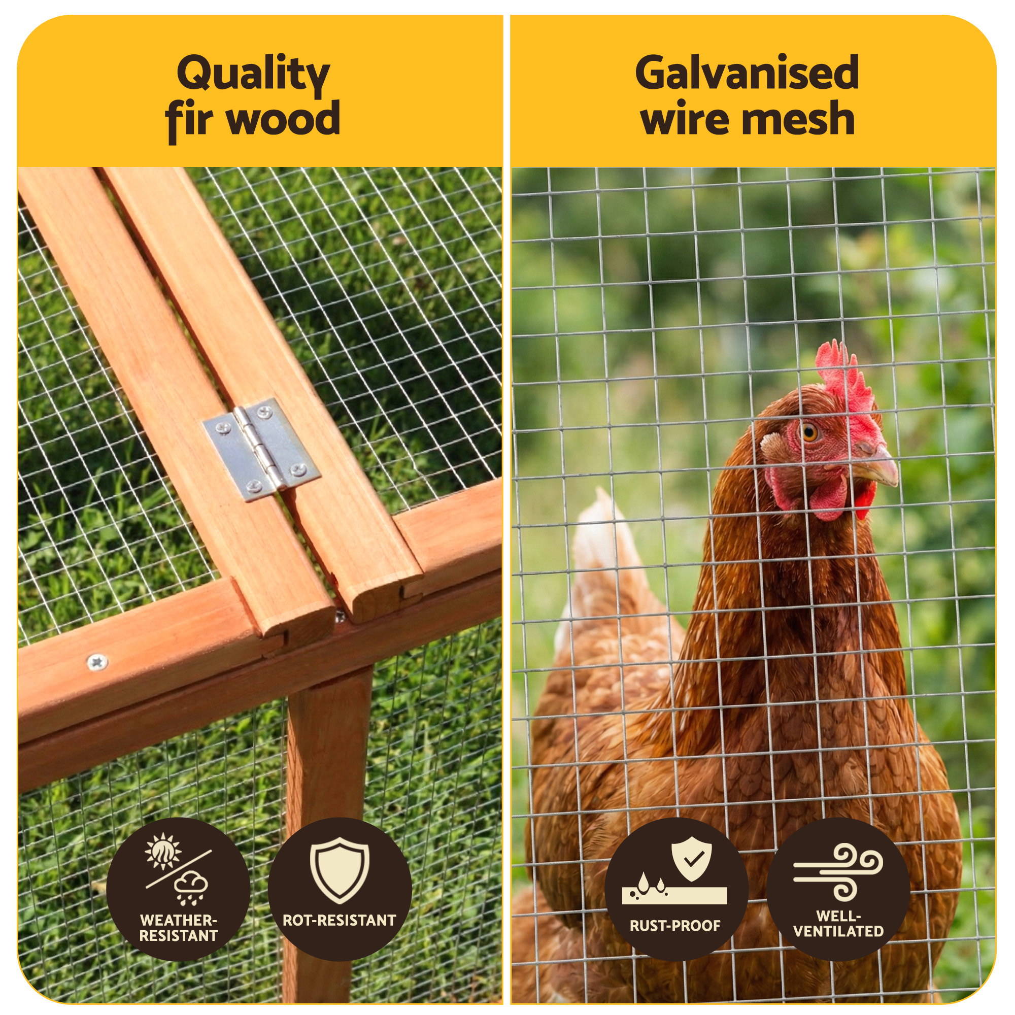Chicken Coop Wooden Pet Run Rabbit Hutch Large Outdoor Cage with Play Area Brown - Pet Care > Coops & Hutches > Coop & Hutch Accessories - Rivercity House & Home Co. (ABN 18 642 972 209) - Affordable Modern Furniture Australia