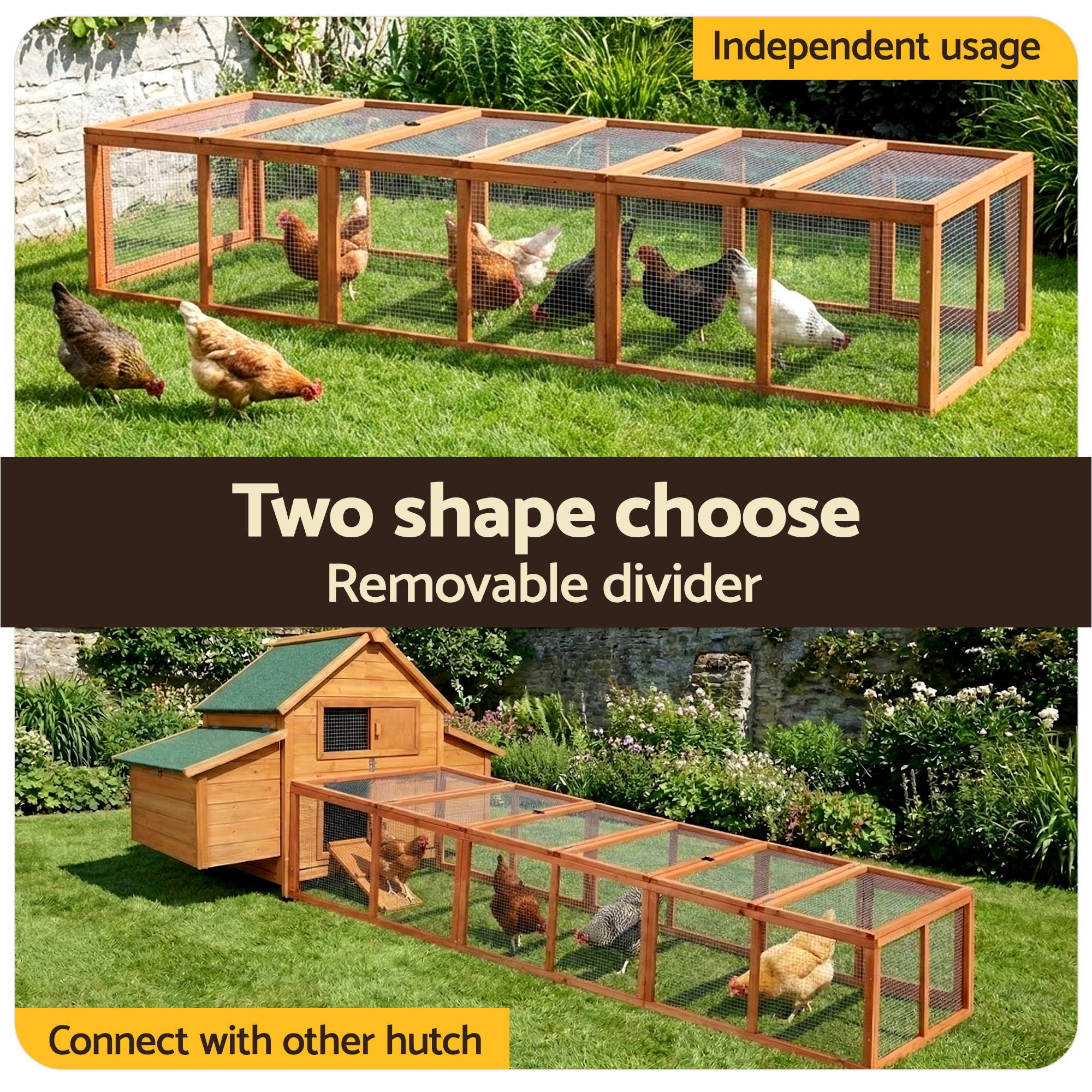 Chicken Coop Wooden Pet Run Rabbit Hutch Large Outdoor Cage with Play Area Brown - Pet Care > Coops & Hutches > Coop & Hutch Accessories - Rivercity House & Home Co. (ABN 18 642 972 209) - Affordable Modern Furniture Australia