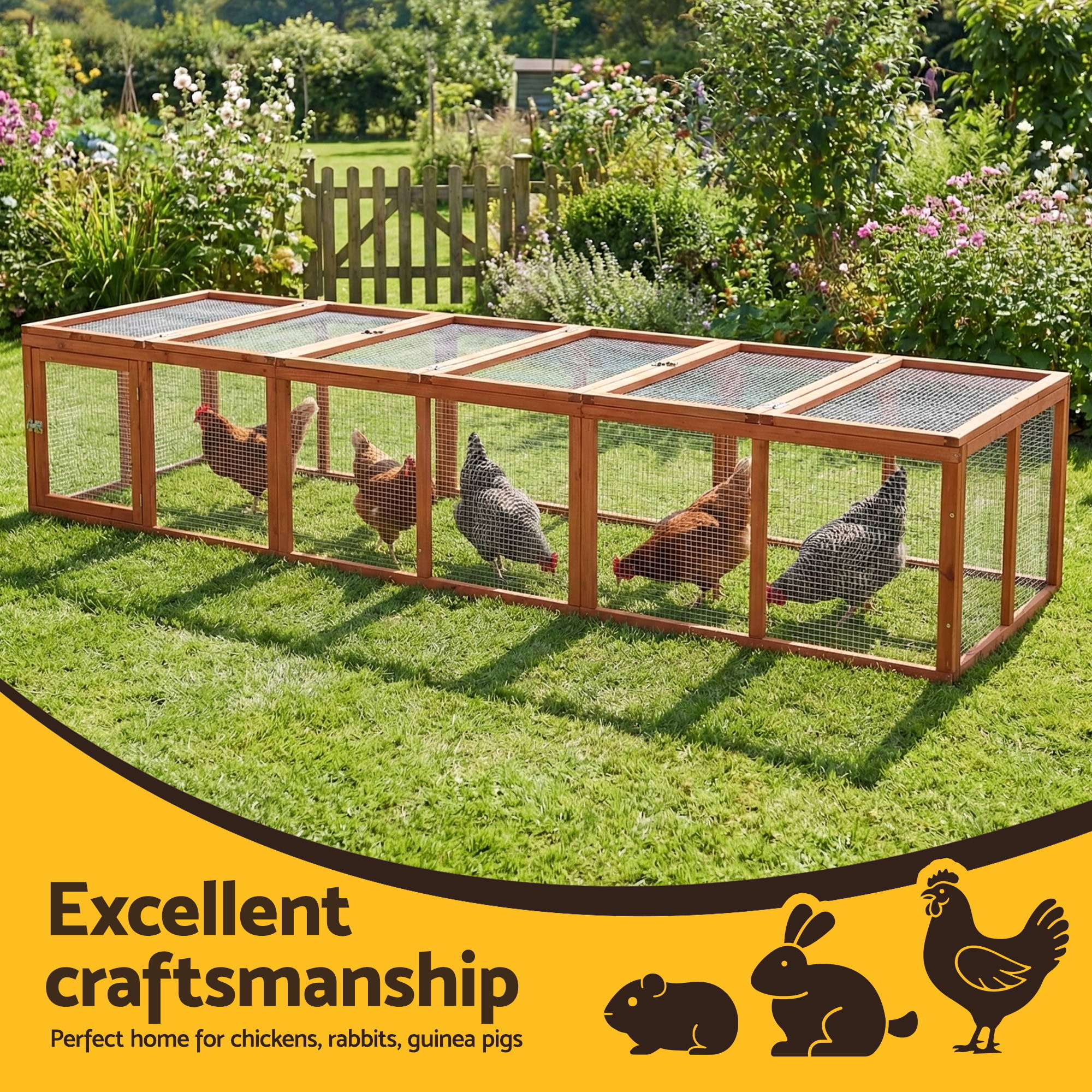 Chicken Coop Wooden Pet Run Rabbit Hutch Large Outdoor Cage with Play Area Brown - Pet Care > Coops & Hutches > Coop & Hutch Accessories - Rivercity House & Home Co. (ABN 18 642 972 209) - Affordable Modern Furniture Australia