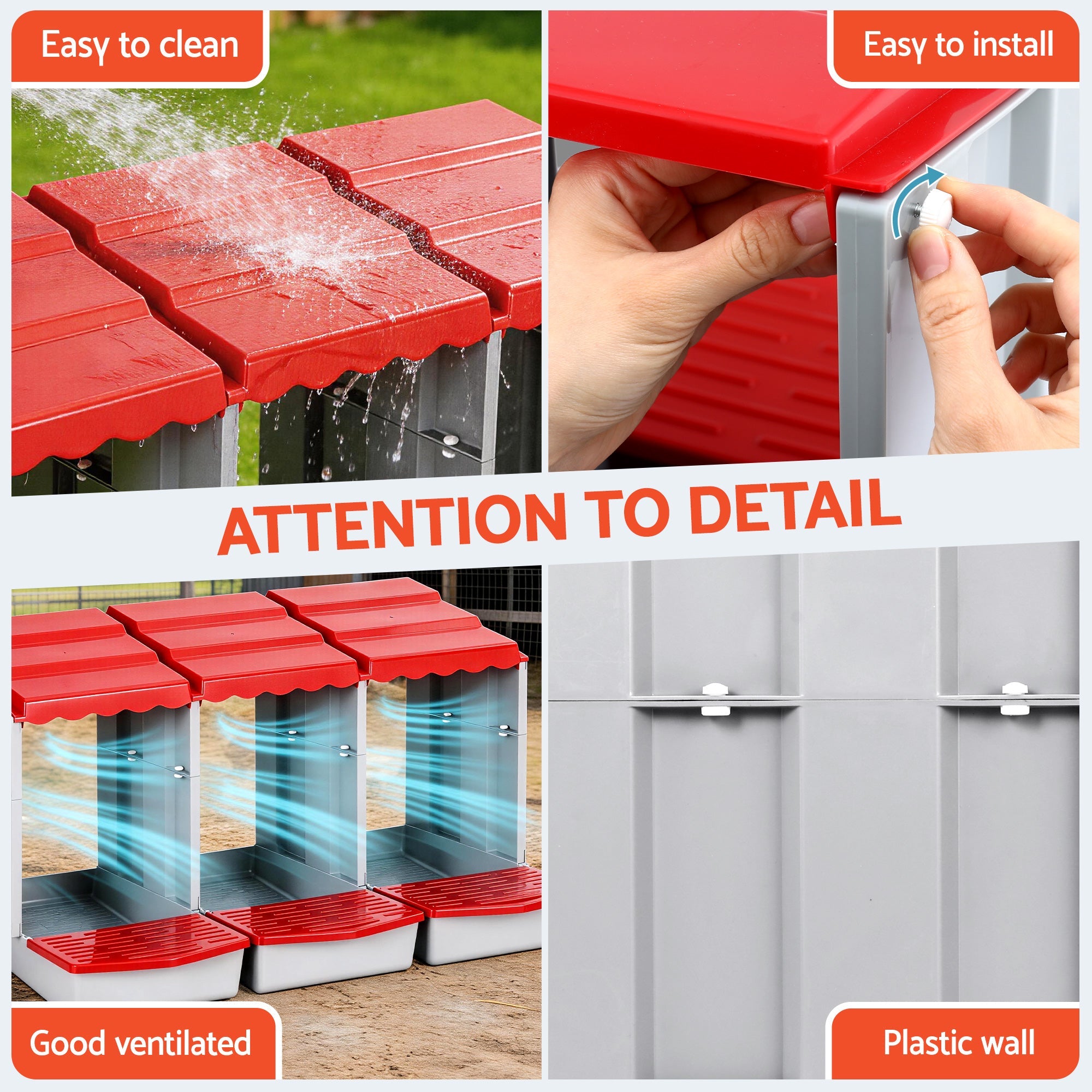 Chicken Nesting Box 3 Hole Roll Away Poultry Hen Laying Egg Hutch Red - Pet Care > Reptile & Amphibian Supplies > Reptile & Amphibian Habitats - Rivercity House & Home Co. (ABN 18 642 972 209) - Affordable Modern Furniture Australia