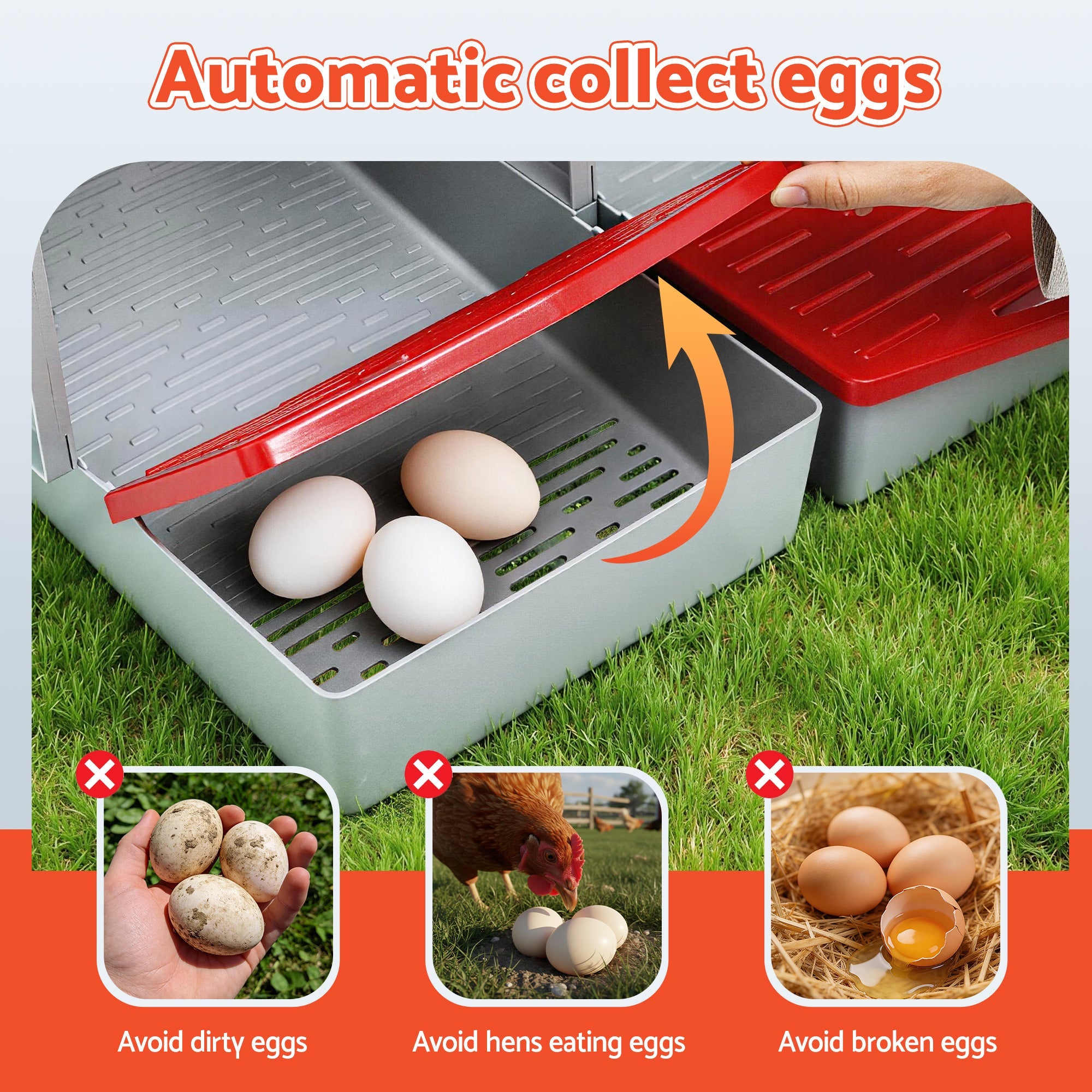 Chicken Nesting Box 3 Hole Roll Away Poultry Hen Laying Egg Hutch Red - Pet Care > Reptile & Amphibian Supplies > Reptile & Amphibian Habitats - Rivercity House & Home Co. (ABN 18 642 972 209) - Affordable Modern Furniture Australia