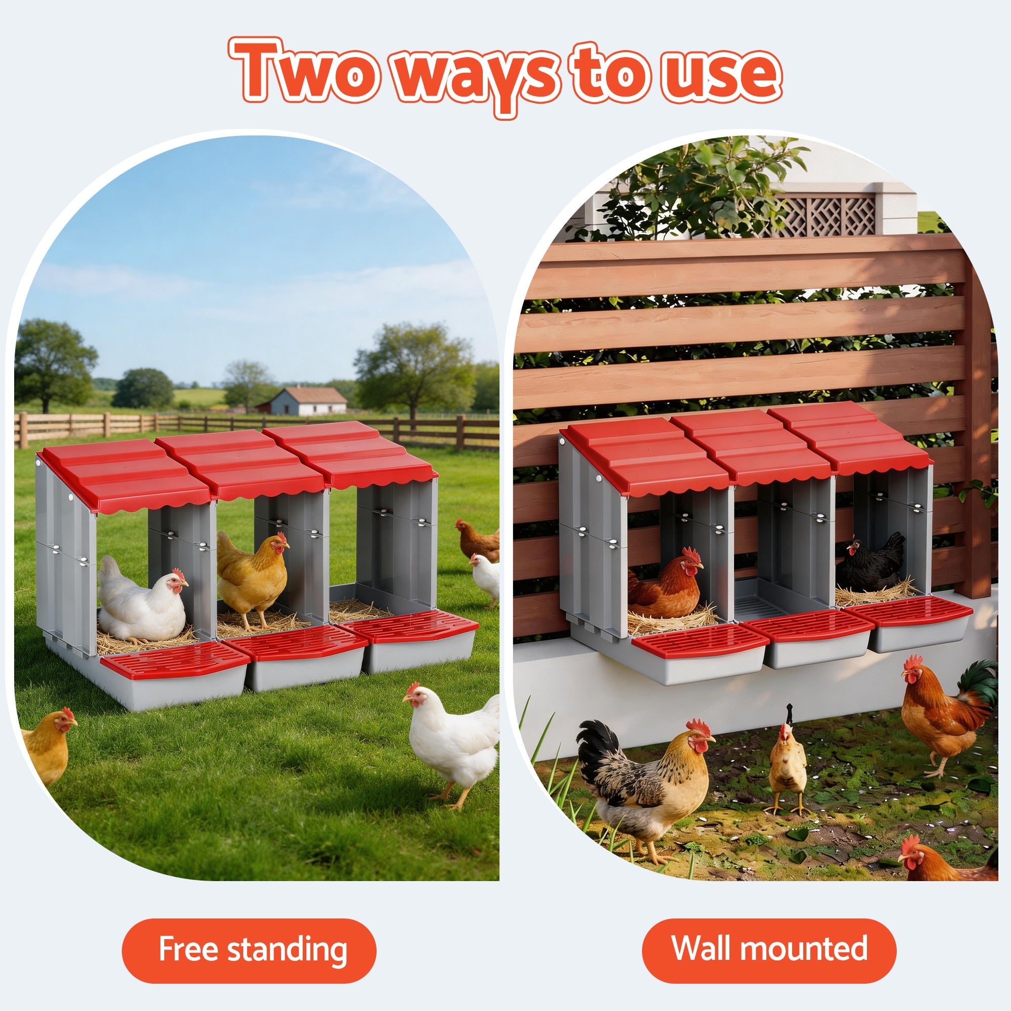 Chicken Nesting Box 3 Hole Roll Away Poultry Hen Laying Egg Hutch Red - Pet Care > Reptile & Amphibian Supplies > Reptile & Amphibian Habitats - Rivercity House & Home Co. (ABN 18 642 972 209) - Affordable Modern Furniture Australia