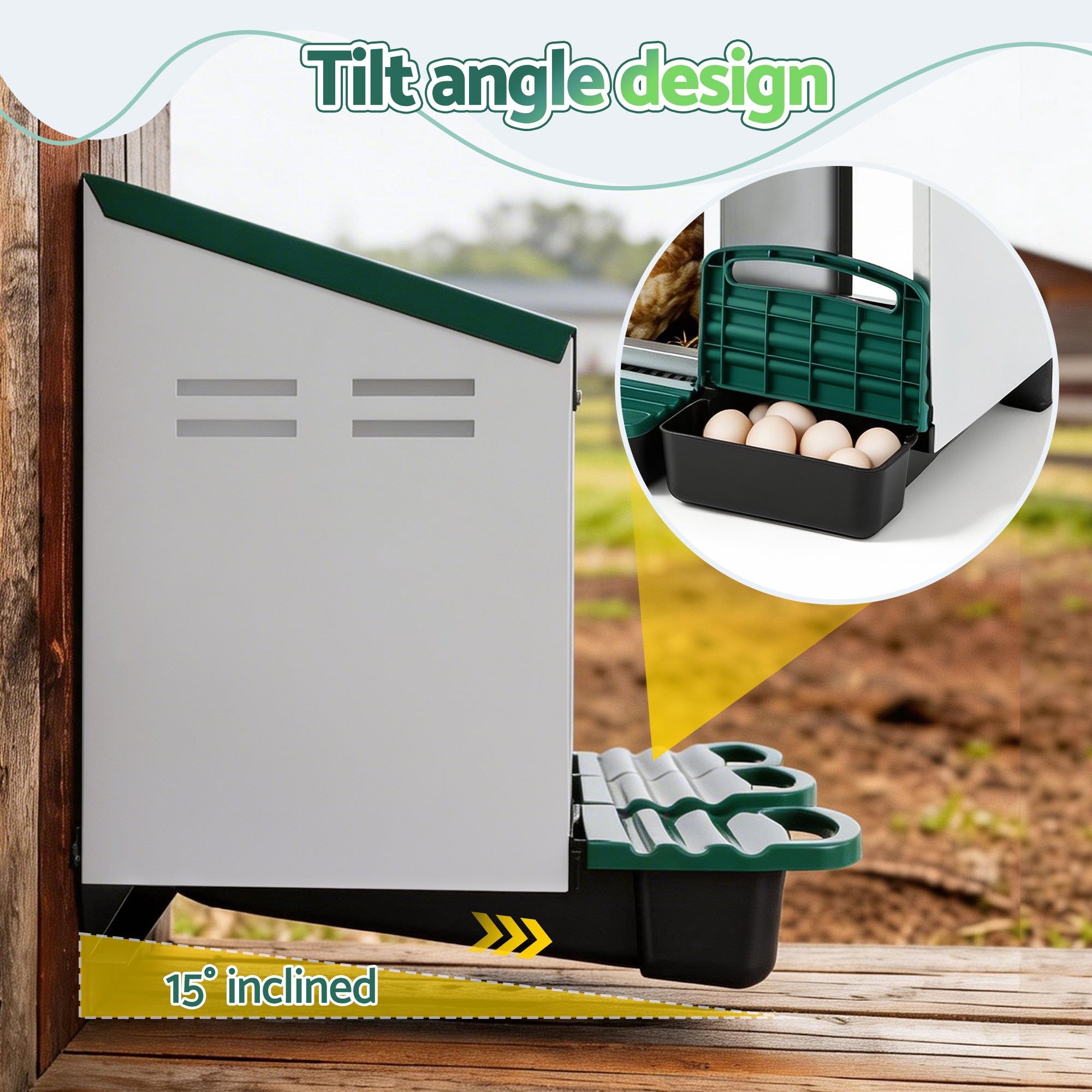 Chicken Nesting Box Roll Away 3 Holes Metal Wall Mounted Nest Box Green - Pet Care > Coops & Hutches > Small Animal Habitats & Cages - Rivercity House & Home Co. (ABN 18 642 972 209) - Affordable Modern Furniture Australia
