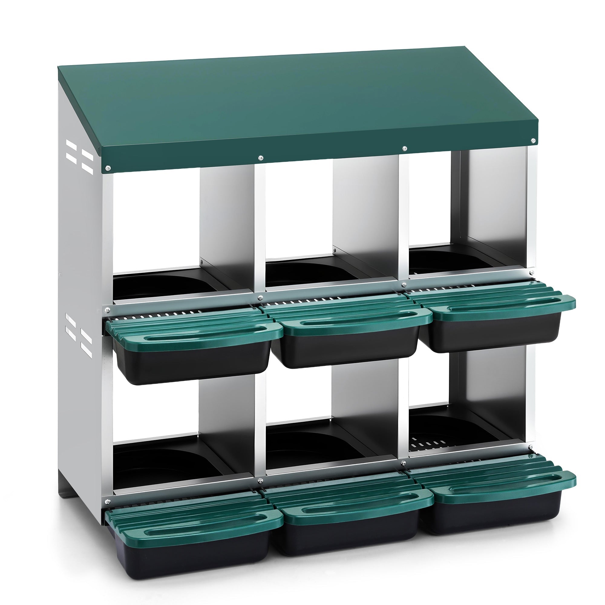 Chicken Nesting Box Roll Away Metal Nesting Box Wall Mounted 6 Holes Green - Pet Care > Coops & Hutches > Small Animal Habitats & Cages - Rivercity House & Home Co. (ABN 18 642 972 209) - Affordable Modern Furniture Australia