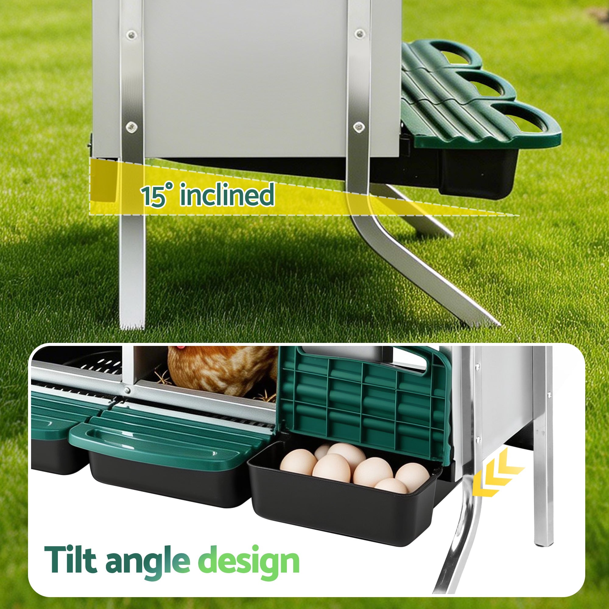 Chicken Nesting Box Roll Away Metal Nesting Box Wall Mounted 6 Holes Green - Pet Care > Coops & Hutches > Small Animal Habitats & Cages - Rivercity House & Home Co. (ABN 18 642 972 209) - Affordable Modern Furniture Australia